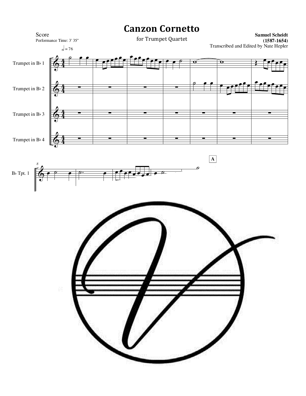 Scheidt - Canzon Cornetto (Trumpet Quartet) - Click Image to Close