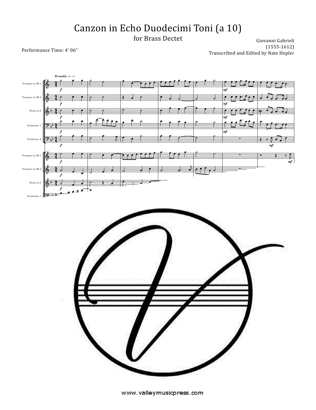 Gabrieli - Canzon in Echo Duodecimi Toni (a 10) (Brass Dectet) - Click Image to Close