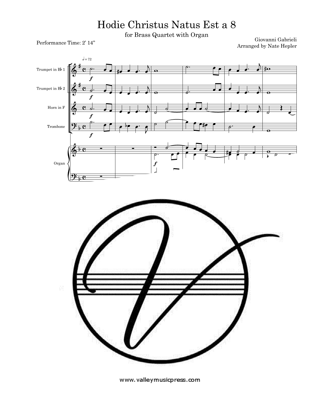 Gabrieli - Hodie Christus Natus Est a 8 (Quartet & Organ) - Click Image to Close