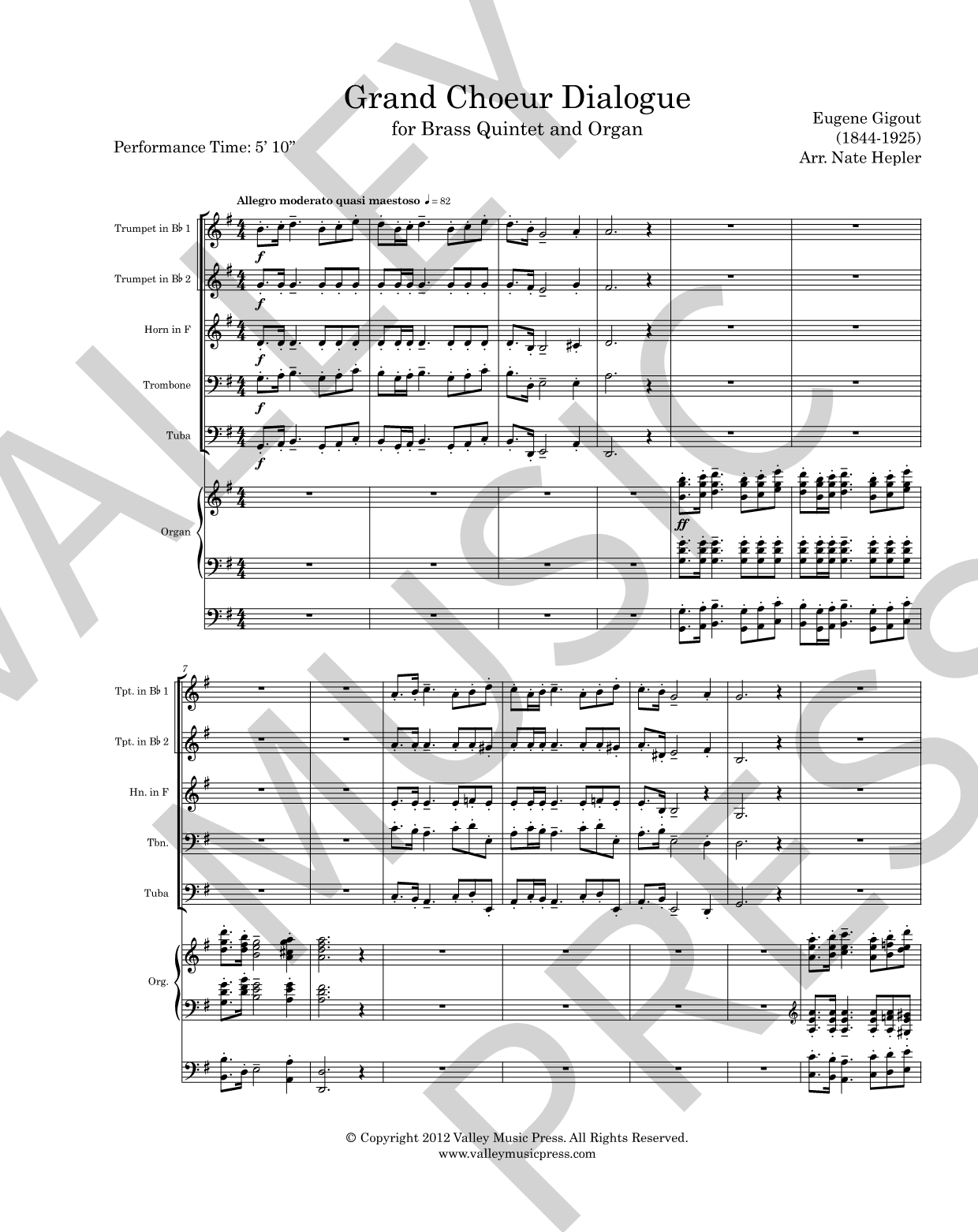 Gigout - Grand Choeur Dialogue (Brass Quintet and Organ) - Click Image to Close