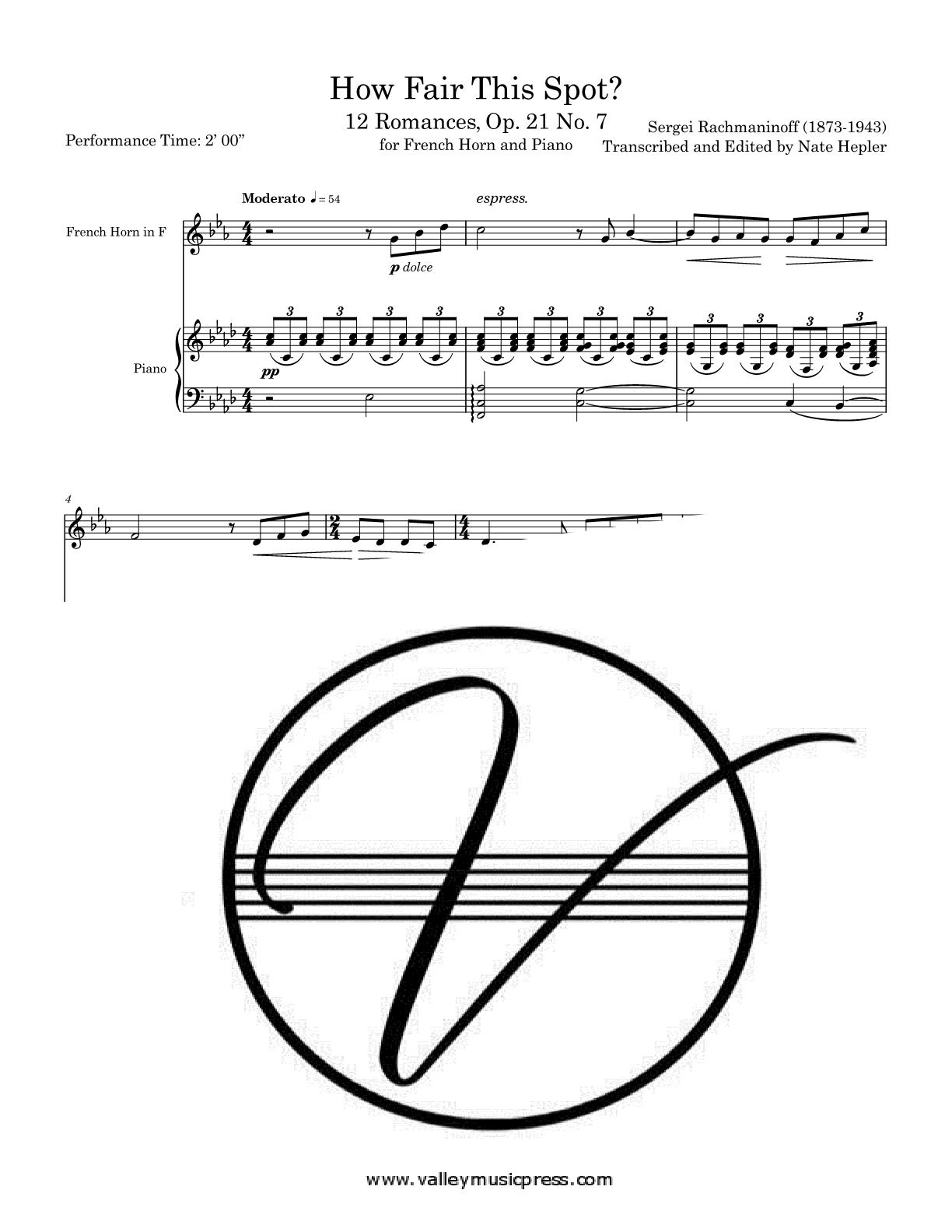 Rachmaninoff - How Fair This Spot Op. 21 No. 7 (Horn & Piano) - Click Image to Close