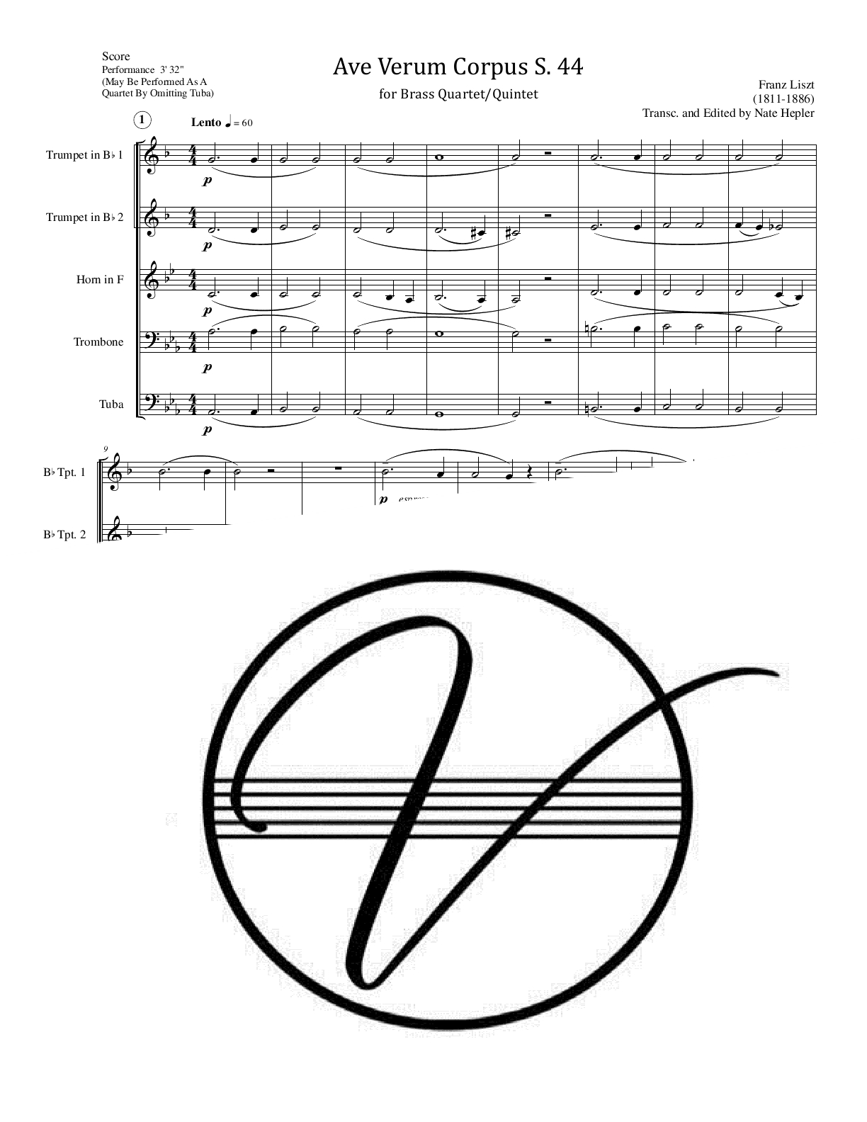 Liszt - Ave Verum Corpus (Brass Quintet/Quartet) - Click Image to Close