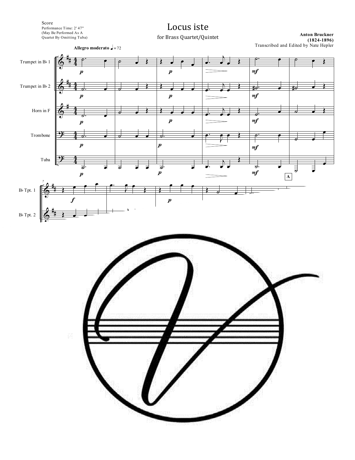 Bruckner - Locus iste (Motet) (Brass Quartet/Quintet) - Click Image to Close