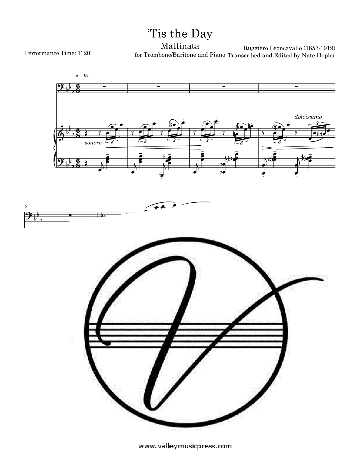 Leoncavallo - Tis the Day Mattinata (Trombone & Piano) - Click Image to Close