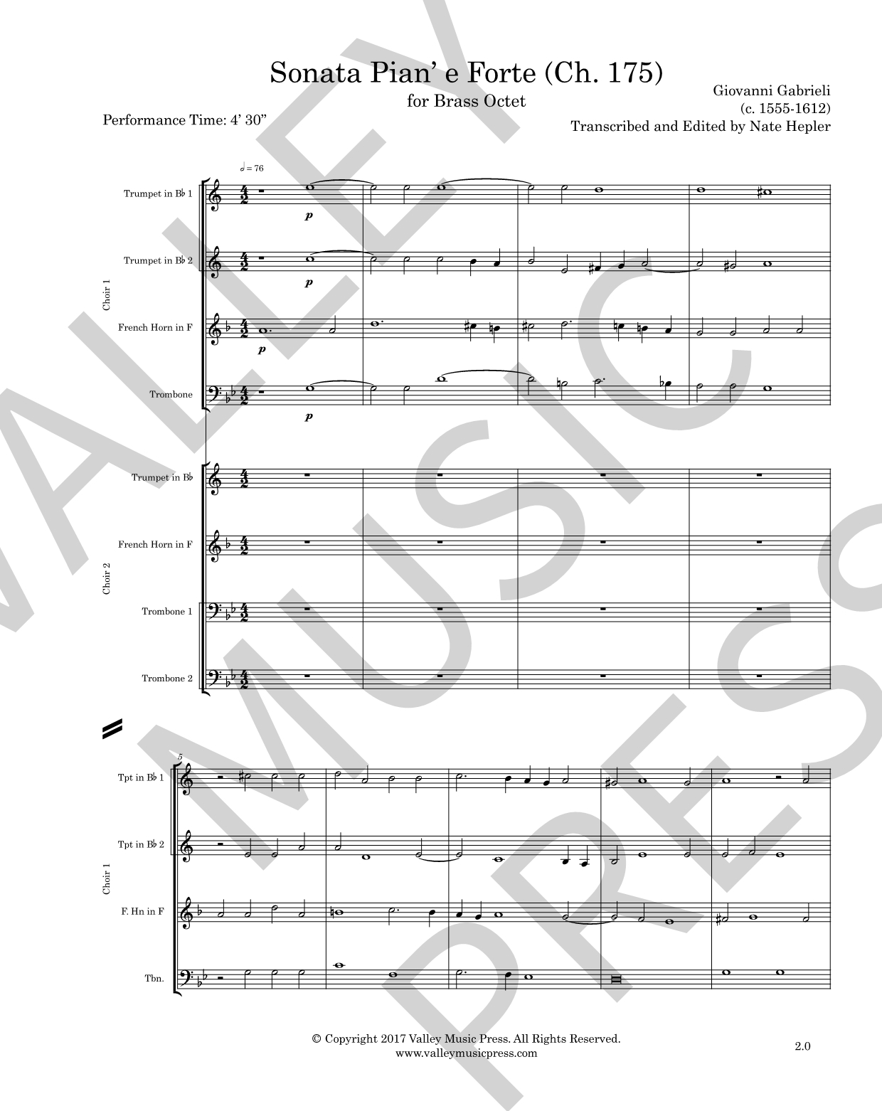 Gabrieli - Sonata Pian e Forte (Brass Octet) - Click Image to Close