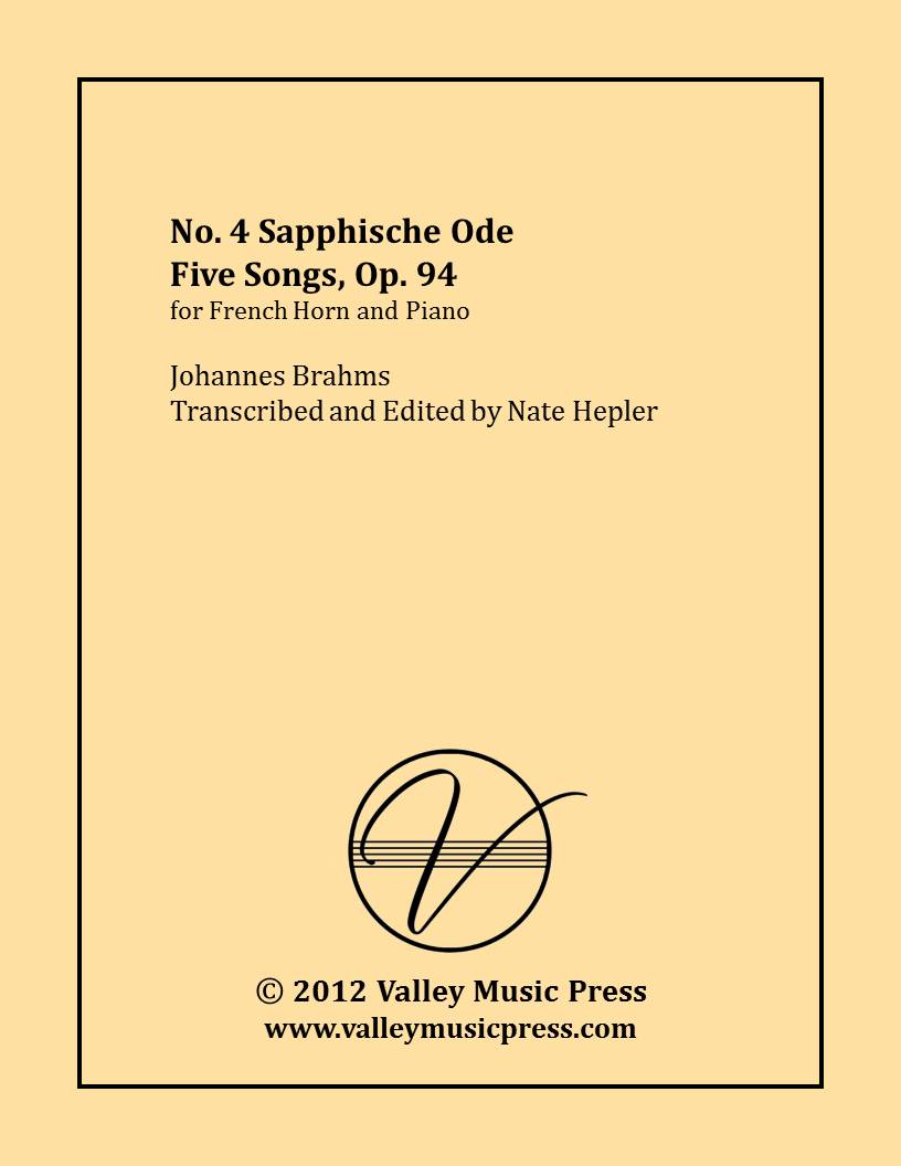 Brahms - Sapphische Ode Five Songs Op. 94 No. 4 (Trp & Piano) - Click Image to Close