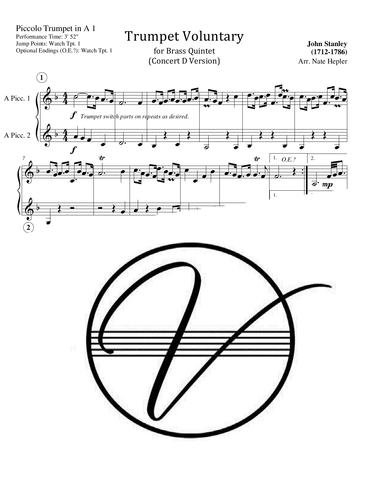 Stanley - Trumpet Voluntary (Brass Quintet) - Click Image to Close