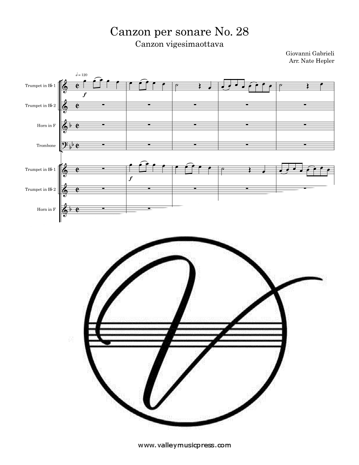 Gabrieli - Canzon per sonare No. 28 Vigesimaottava (Brass Octet) - Click Image to Close
