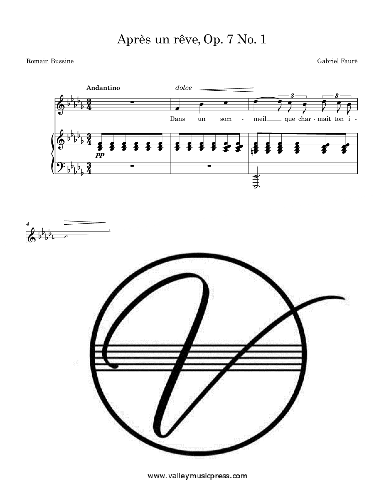 Faure - Apres un reve Op. 7 No. 1 (Voice) - Click Image to Close