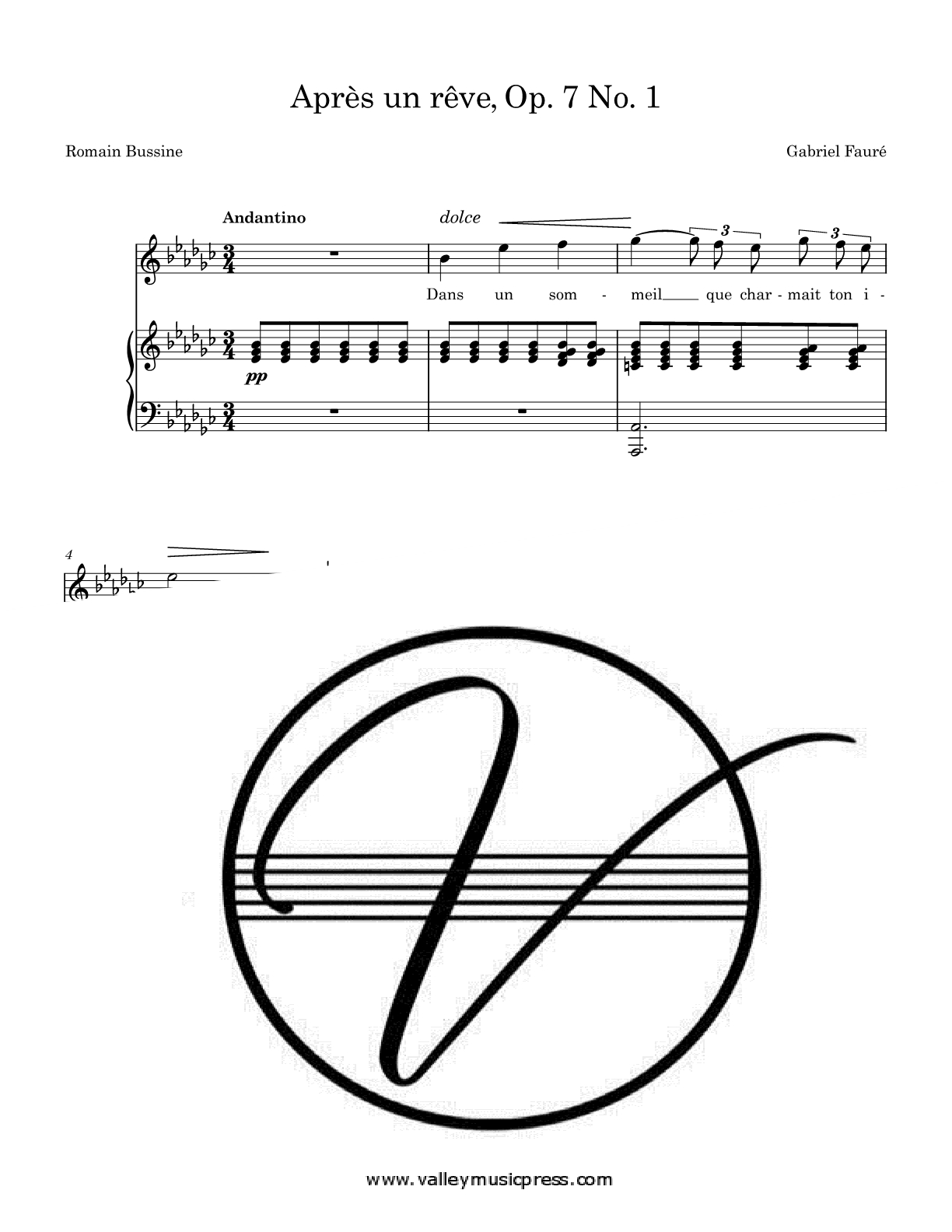 Faure - Apres un reve Op. 7 No. 1 (Voice) - Click Image to Close