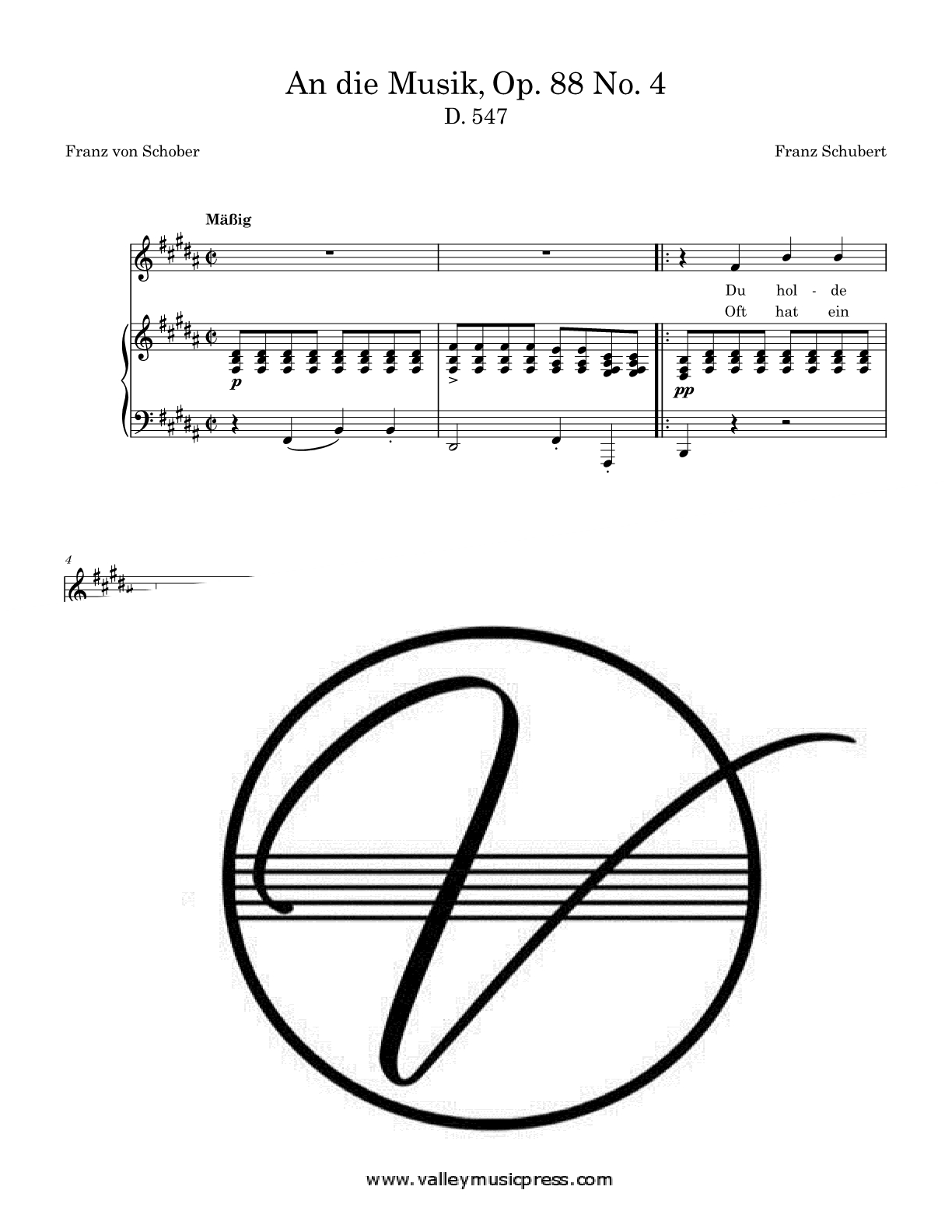 Schubert - An die Musik Op. 88 No. 4 D. 547 (Voice)