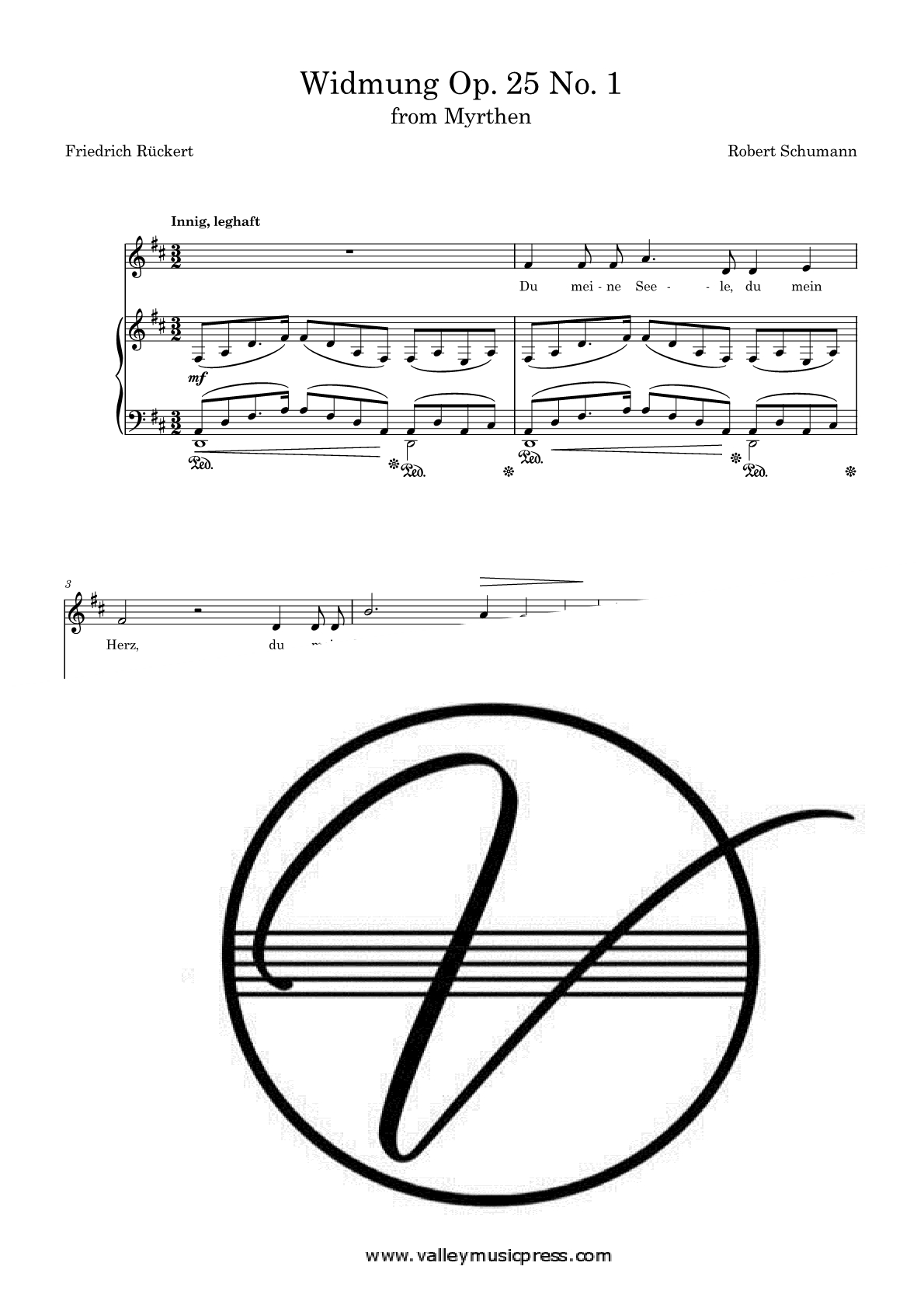 Schumann - Widmung Myrthren Op. 25 No. 1 (Voice) - Click Image to Close