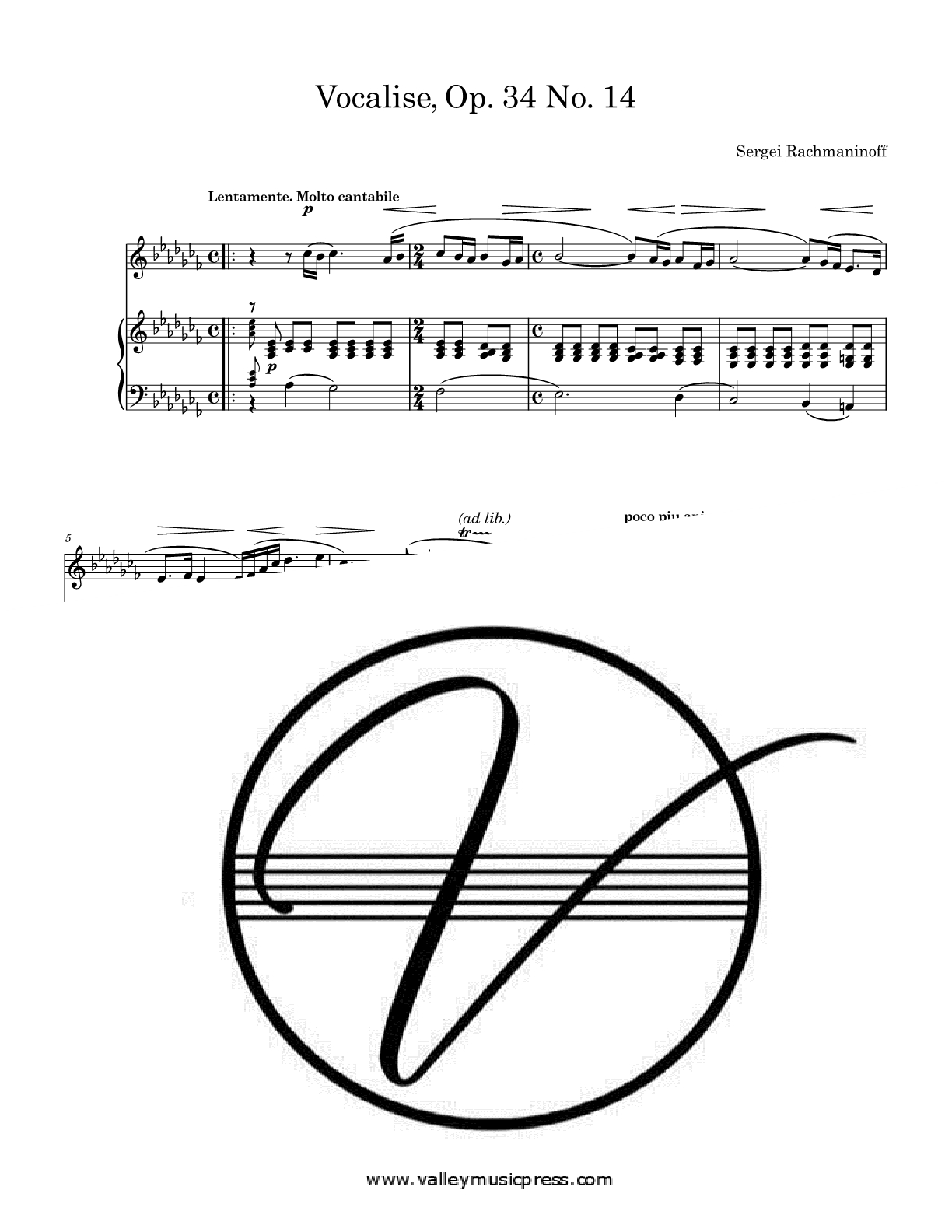 Rachmaninoff - Vocalise Op. 34 No. 14 (Voice)