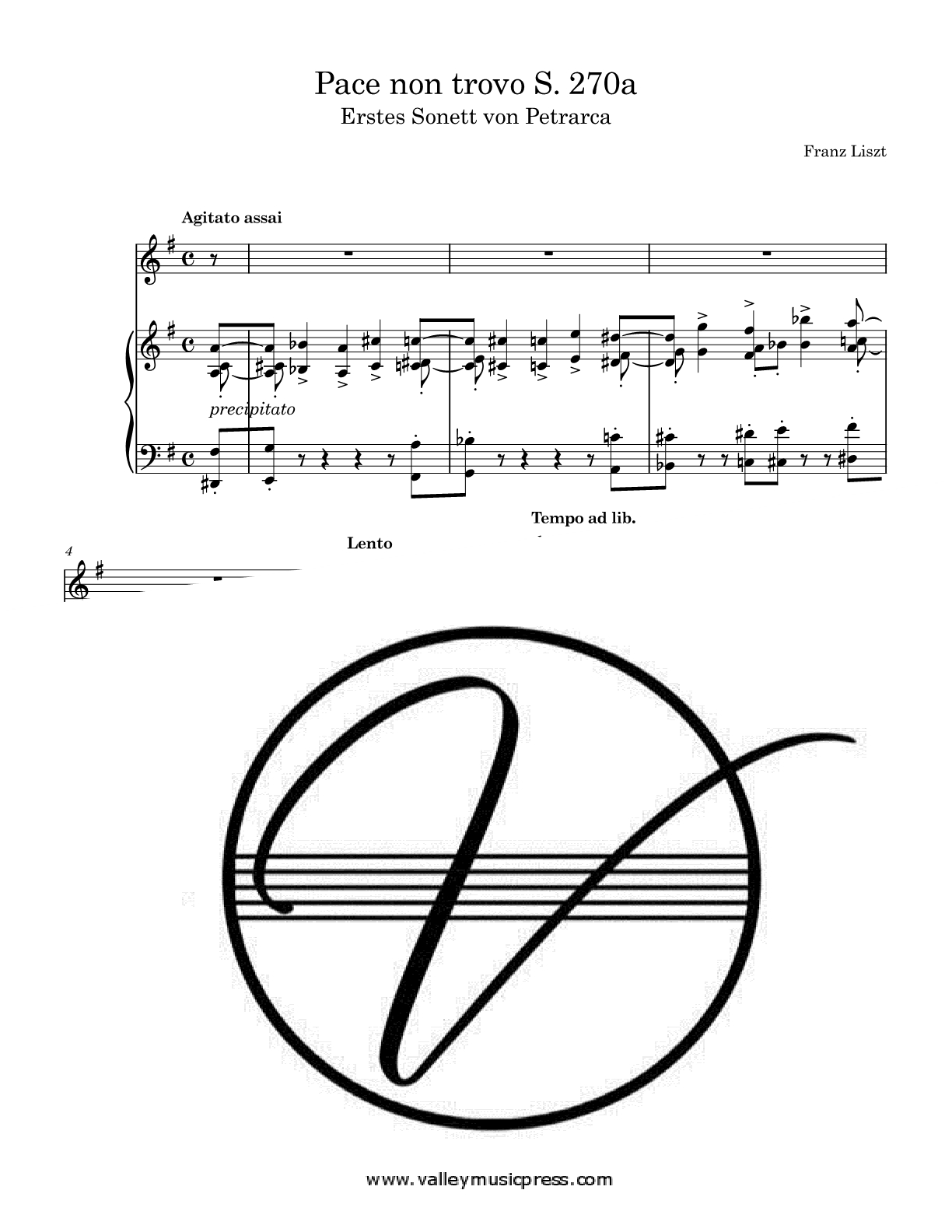 Liszt - Pace non trovo S. 270a (Voice) - Click Image to Close