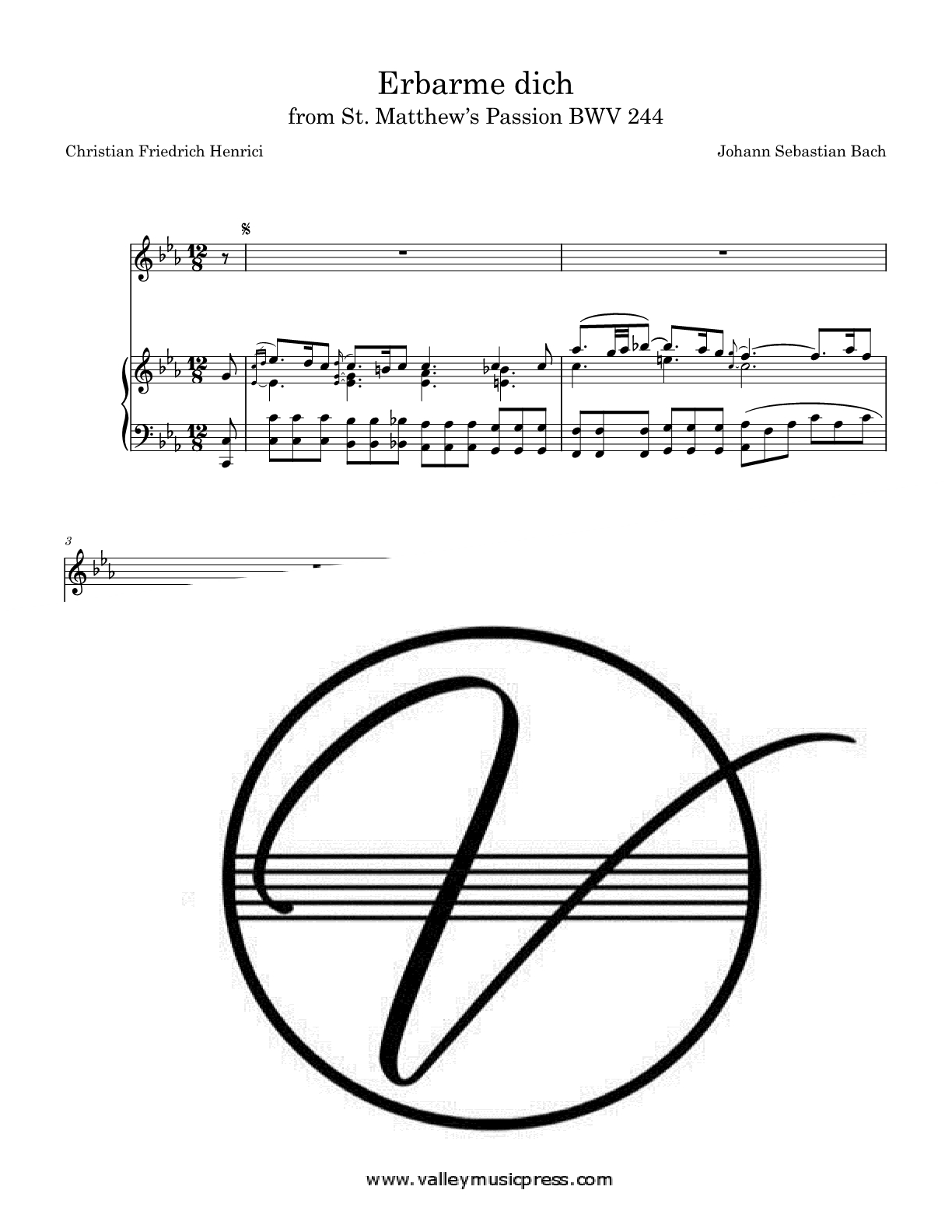 Bach - Erbarme dich mein Gott BWV 244 (Voice) - Click Image to Close