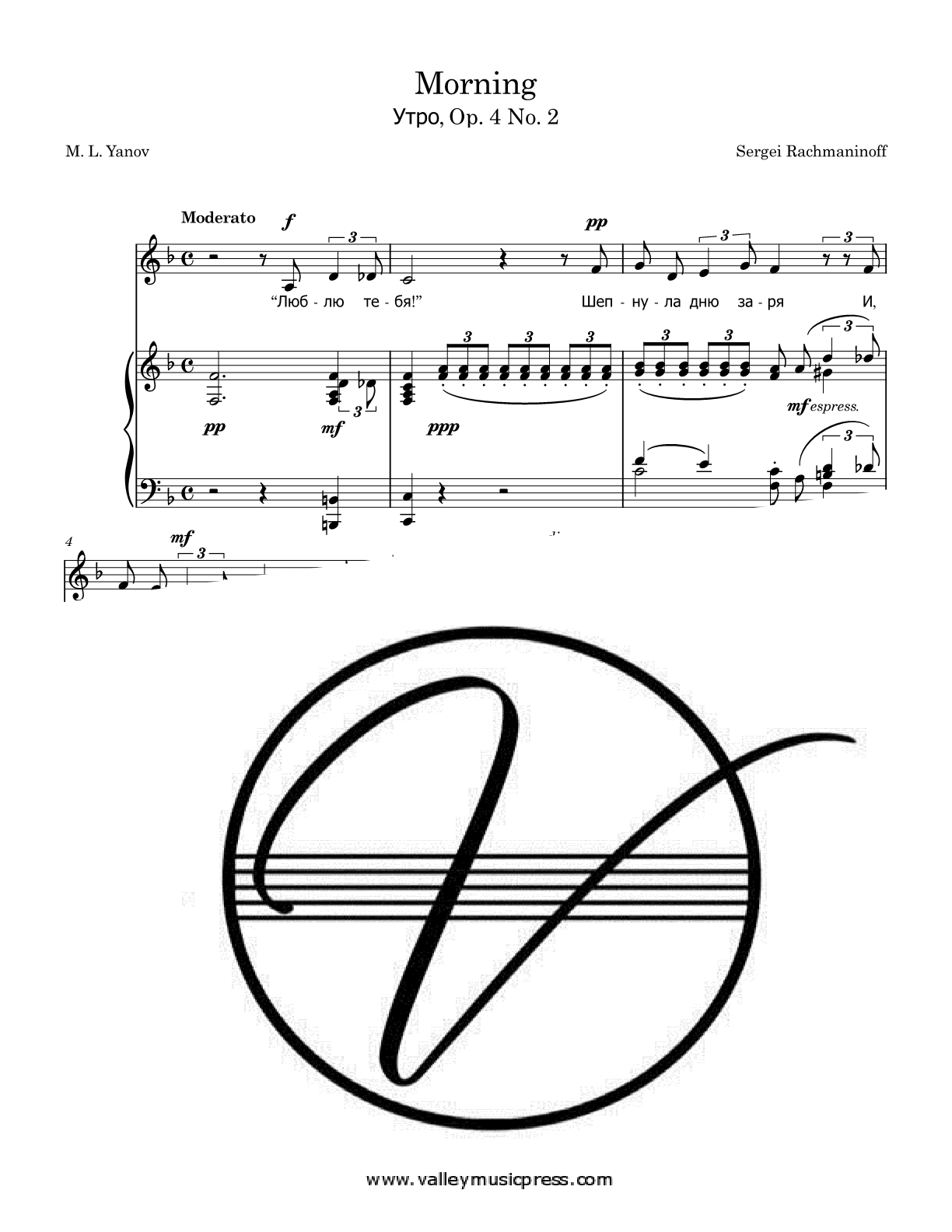 Rachmaninoff - Morning Op. 4 No. 2 (Voice) - Click Image to Close