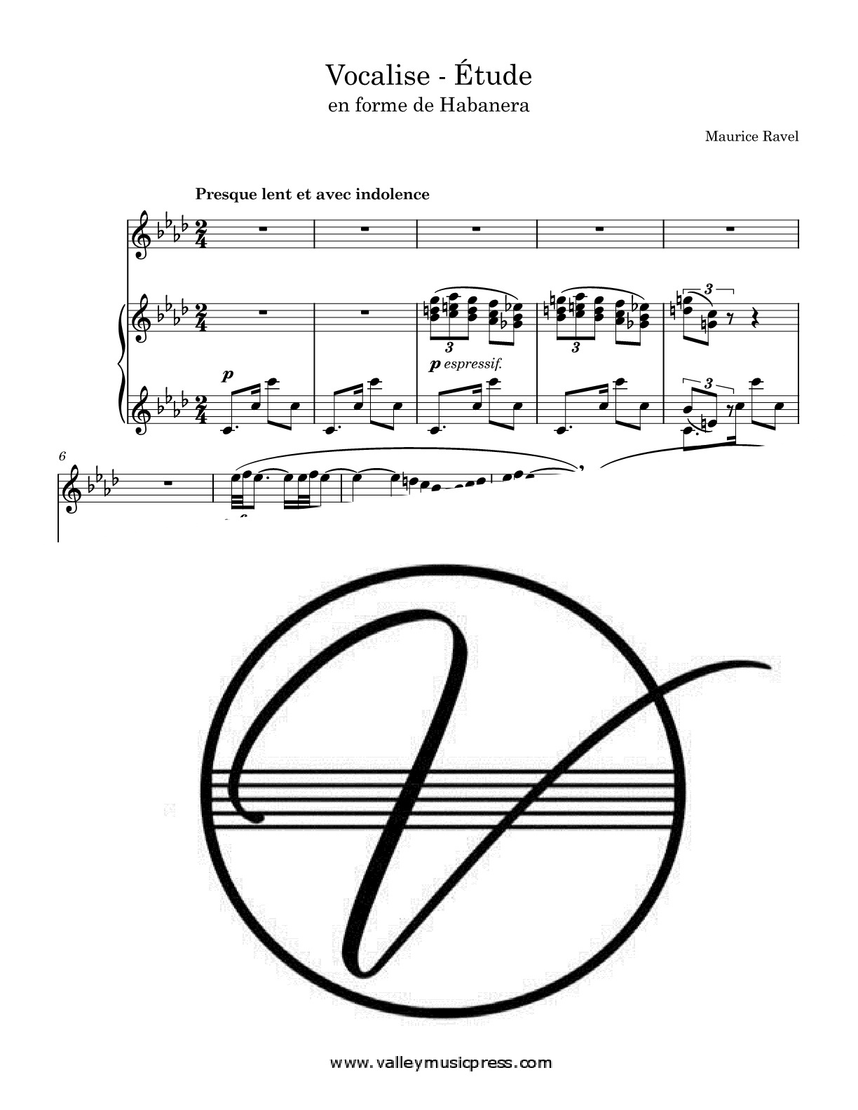 Ravel - Vocalise - Etude en forme de Habanera (Voice)