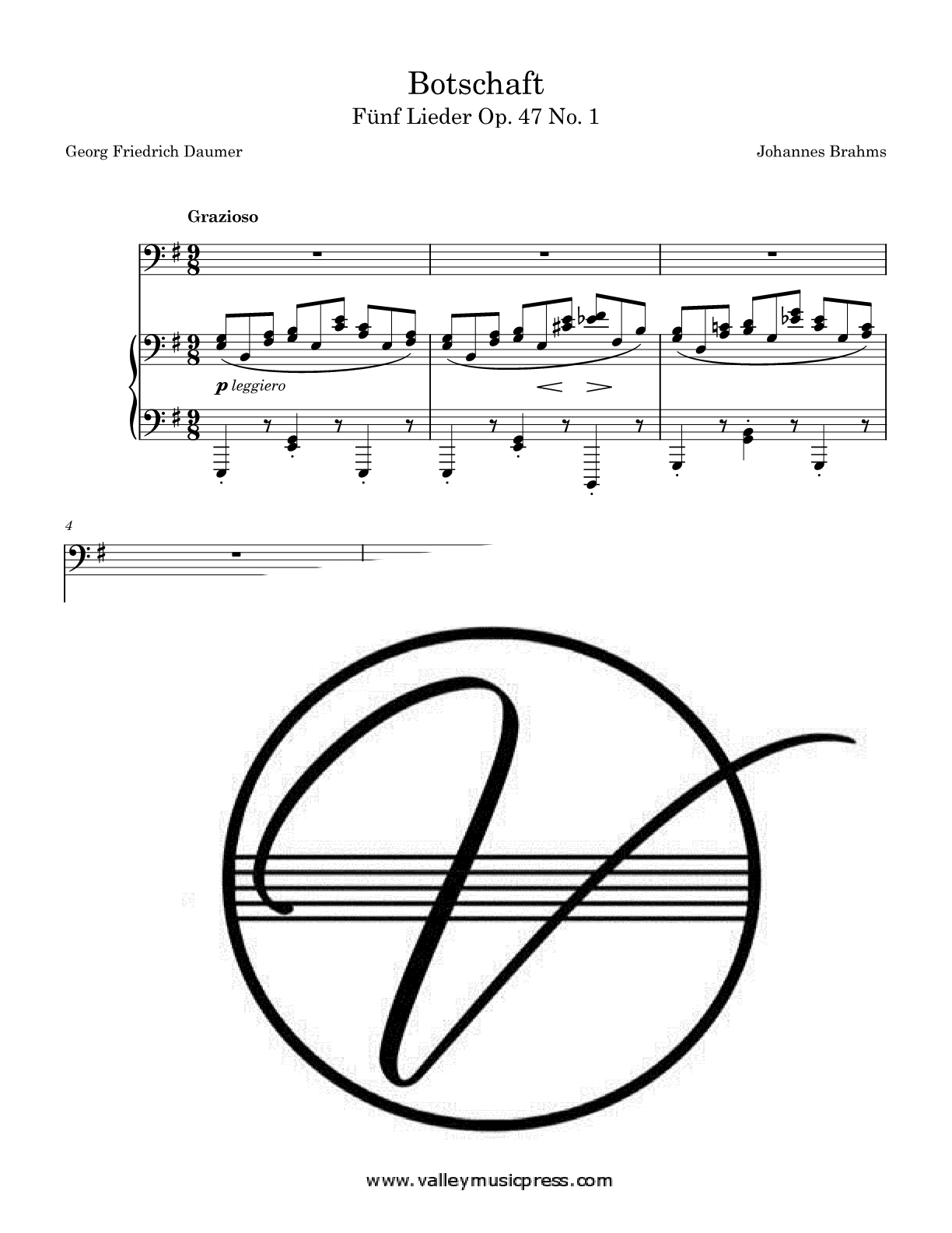 Brahms - Botschaft Op. 47 No. 1 (Voice) - Click Image to Close