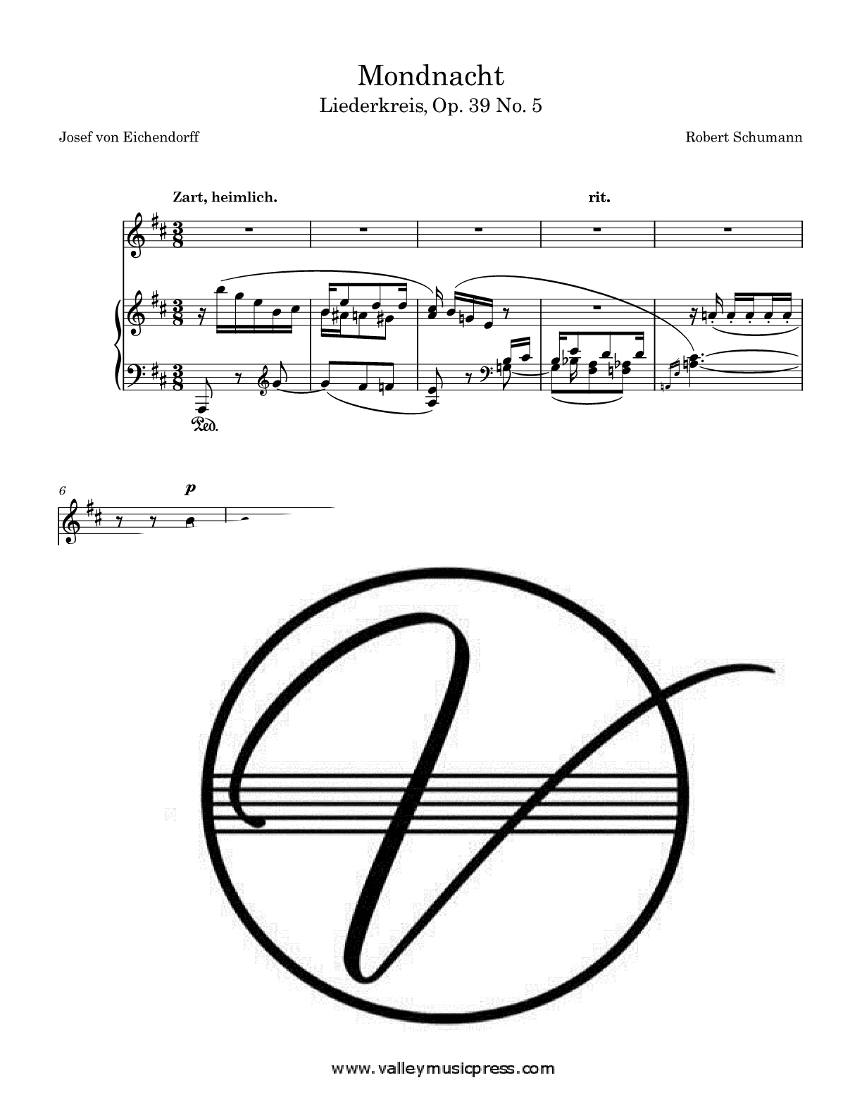 Schumann - Mondnacht Op. 39 No. 5 (Voice) - Click Image to Close