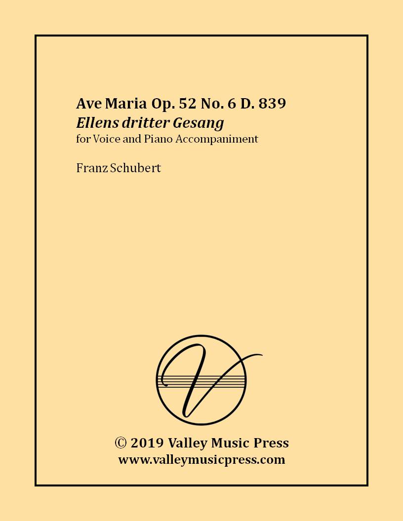 Schubert - Ave Maria D. 839 Op. 52 No. 6 (Voice) - Click Image to Close