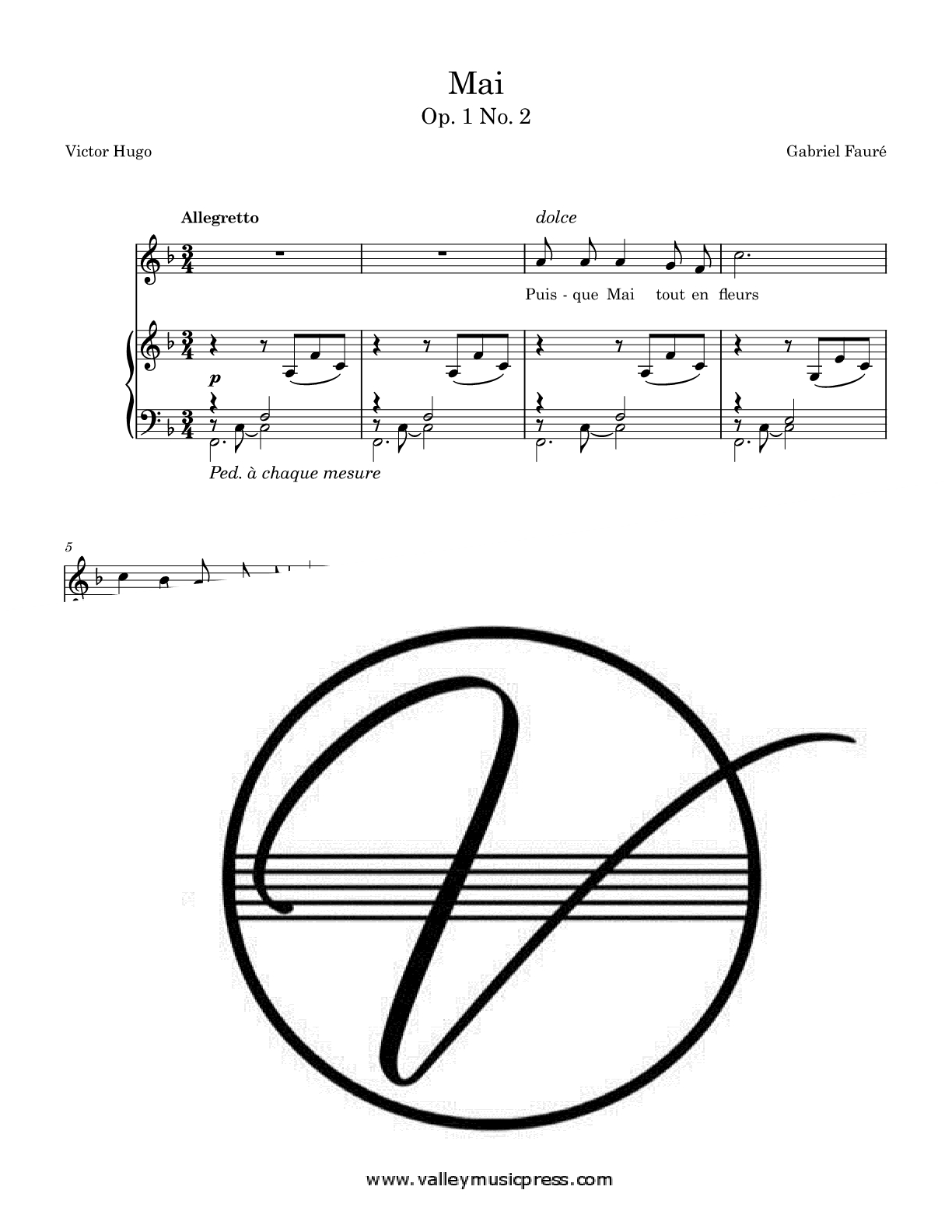 Faure - Mai Op. 1 No. 2 (Voice) - Click Image to Close