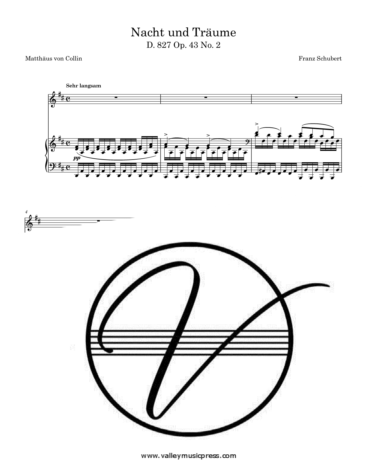Schubert - Nacht und Traume D. 827 Op. 43 No. 2 (Voice)