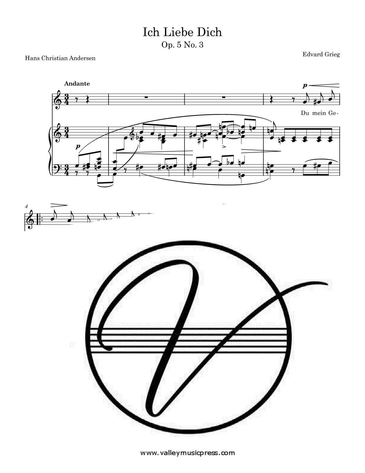 Grieg - Ich Liebe Dich Op. 5 No. 3 (Voice)