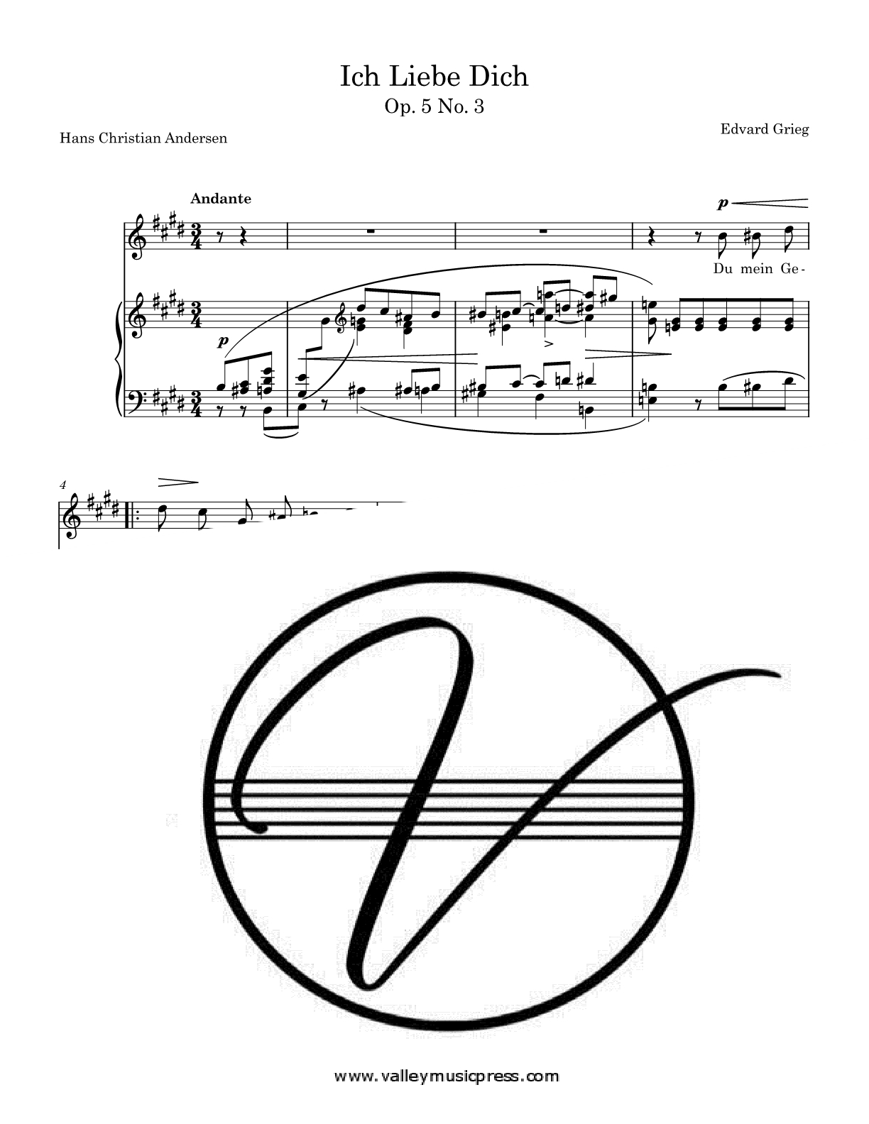 Grieg - Ich Liebe Dich Op. 5 No. 3 (Voice) - Click Image to Close