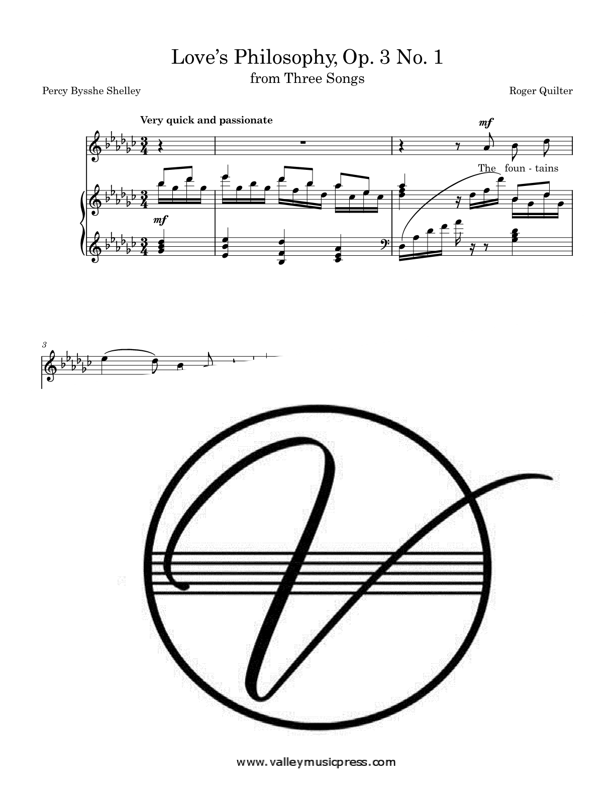 Quilter - Love's Philosophy Op. 3 No. 1 (Voice) - Click Image to Close
