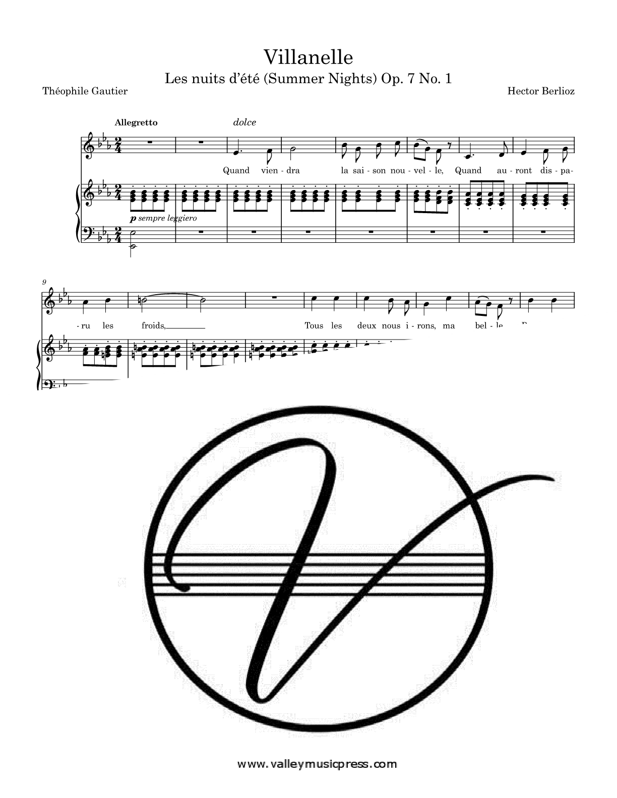 Berlioz - Villanelle Op. 7 No. 1 (Voice) - Click Image to Close
