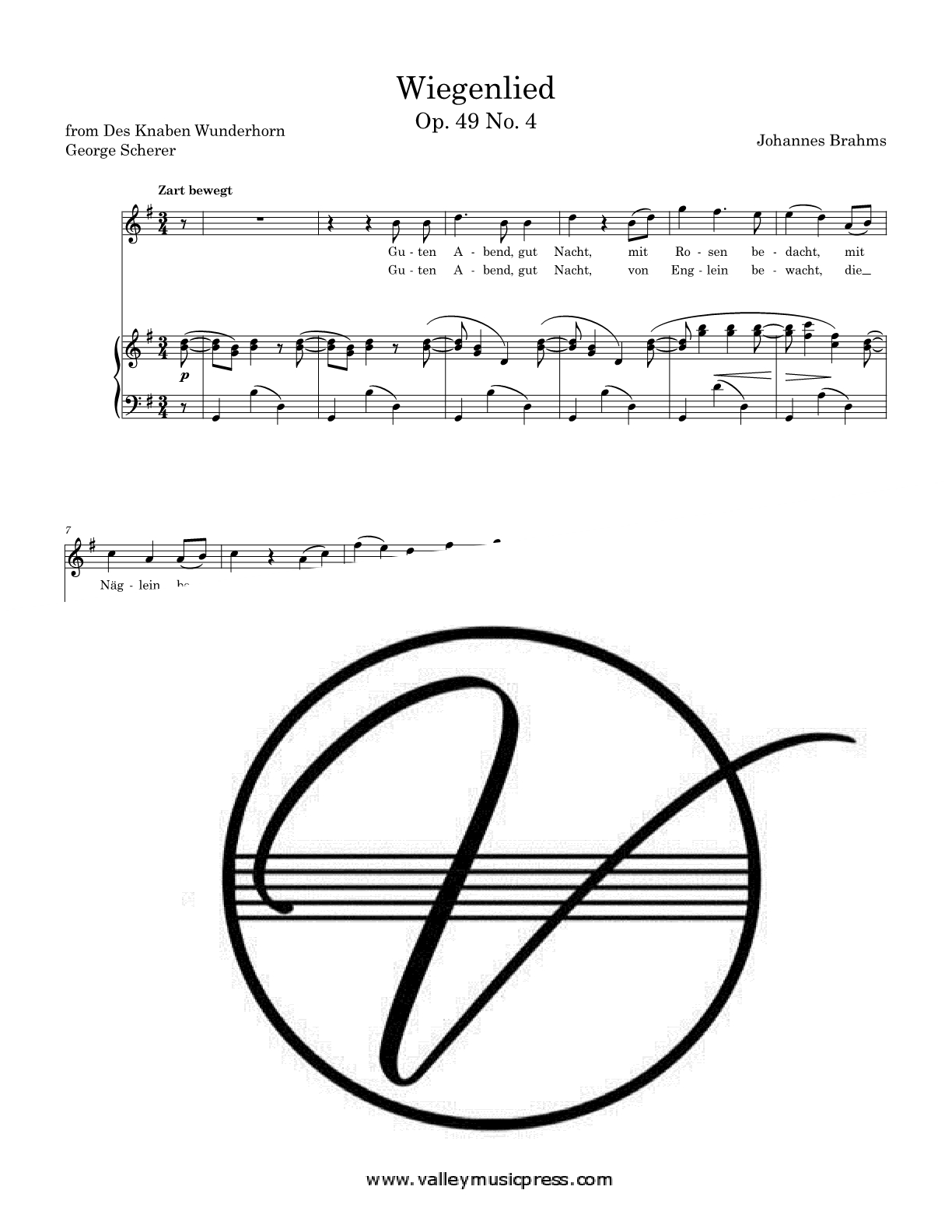 Brahms - Wiegenlied Op. 49 No. 4 (Voice) - Click Image to Close