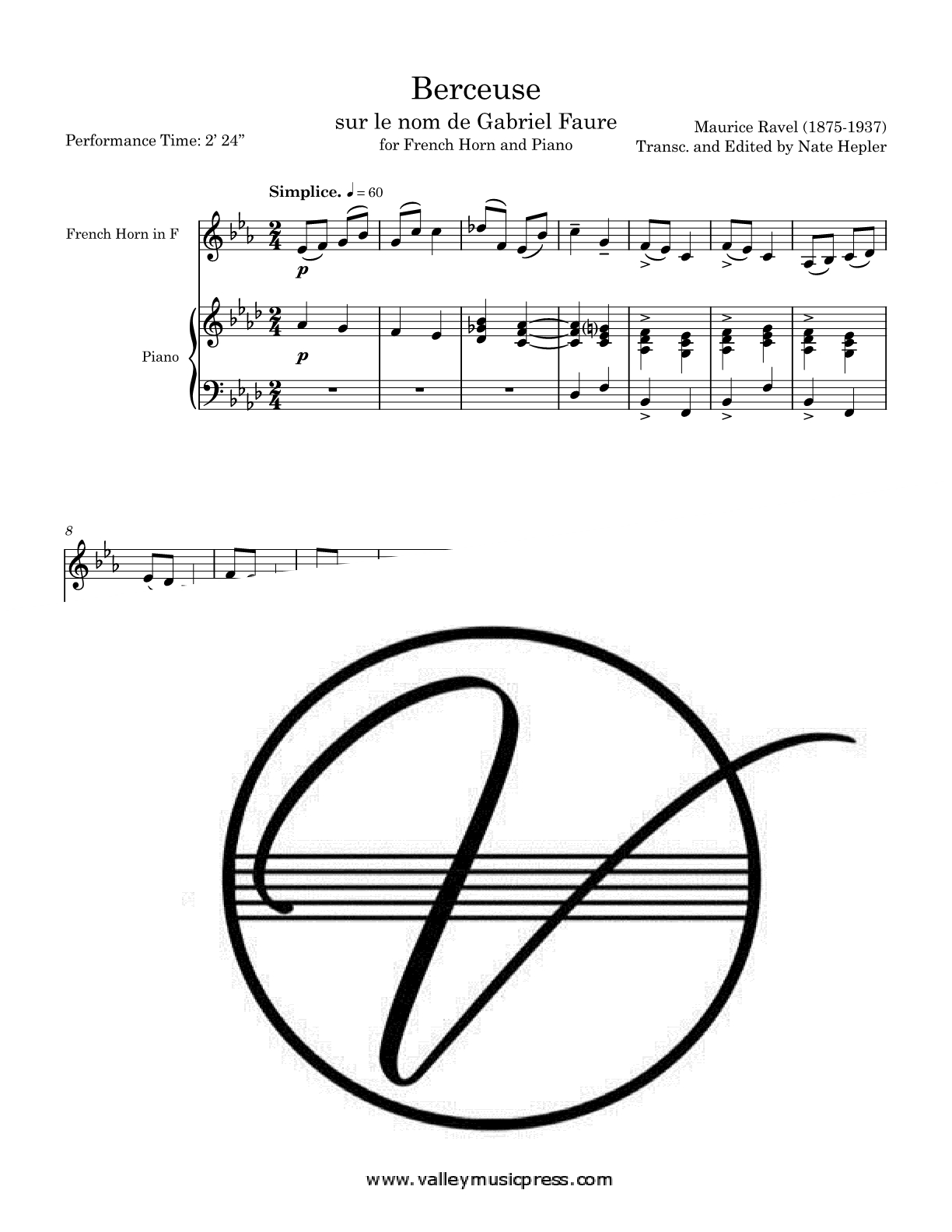 Ravel - Berceuse sur le nom de Gabriel Faure (Horn & Piano)
