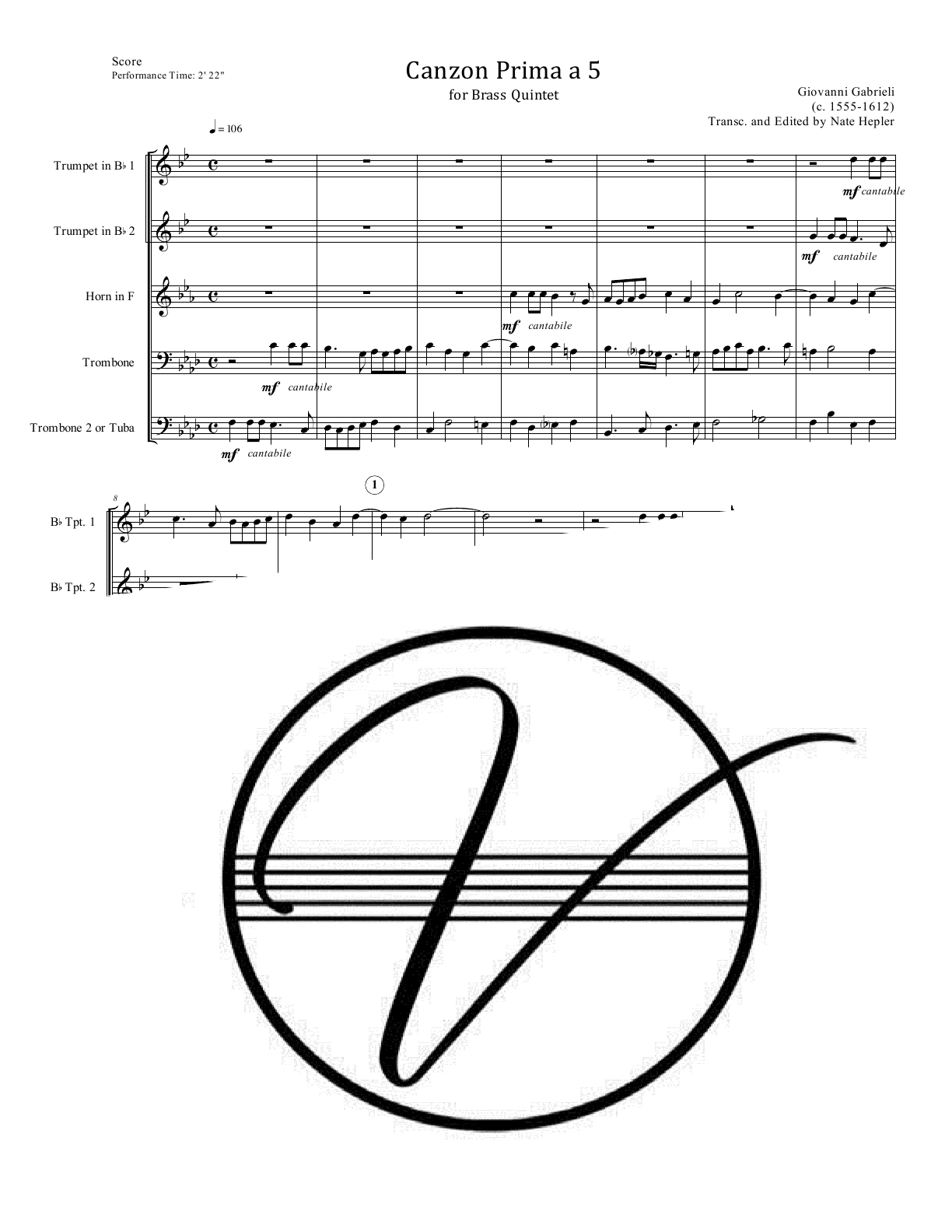 Gabrieli - Canzon Prima (I) a 5 (Brass Quintet) - Click Image to Close