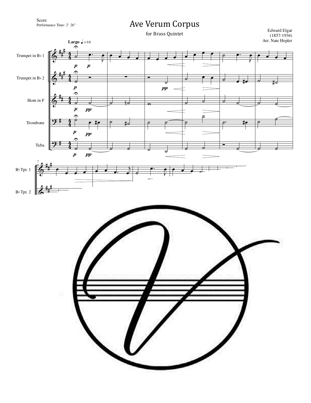 Elgar - Ave Verum Corpus Op. 2 No. 1 (Brass Quintet) - Click Image to Close