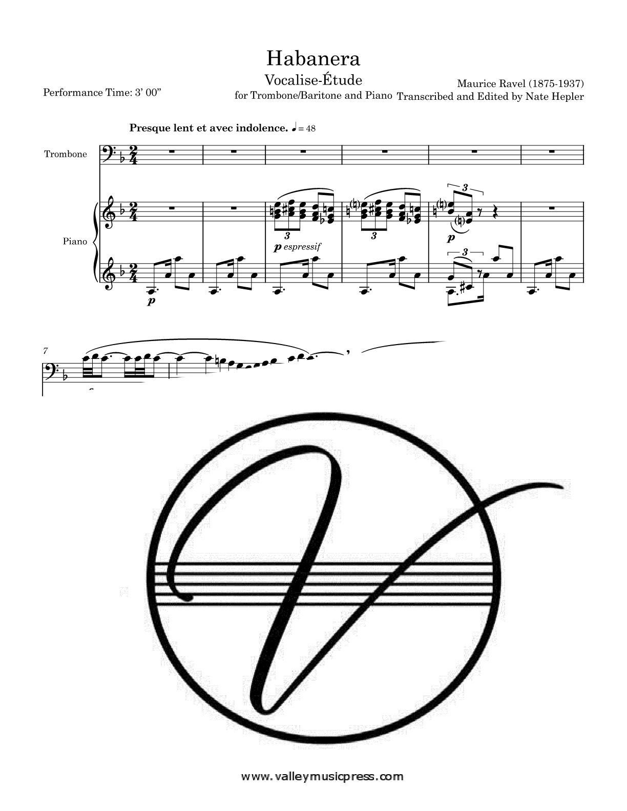 Ravel - Habanera (Trombone & Piano) - Click Image to Close