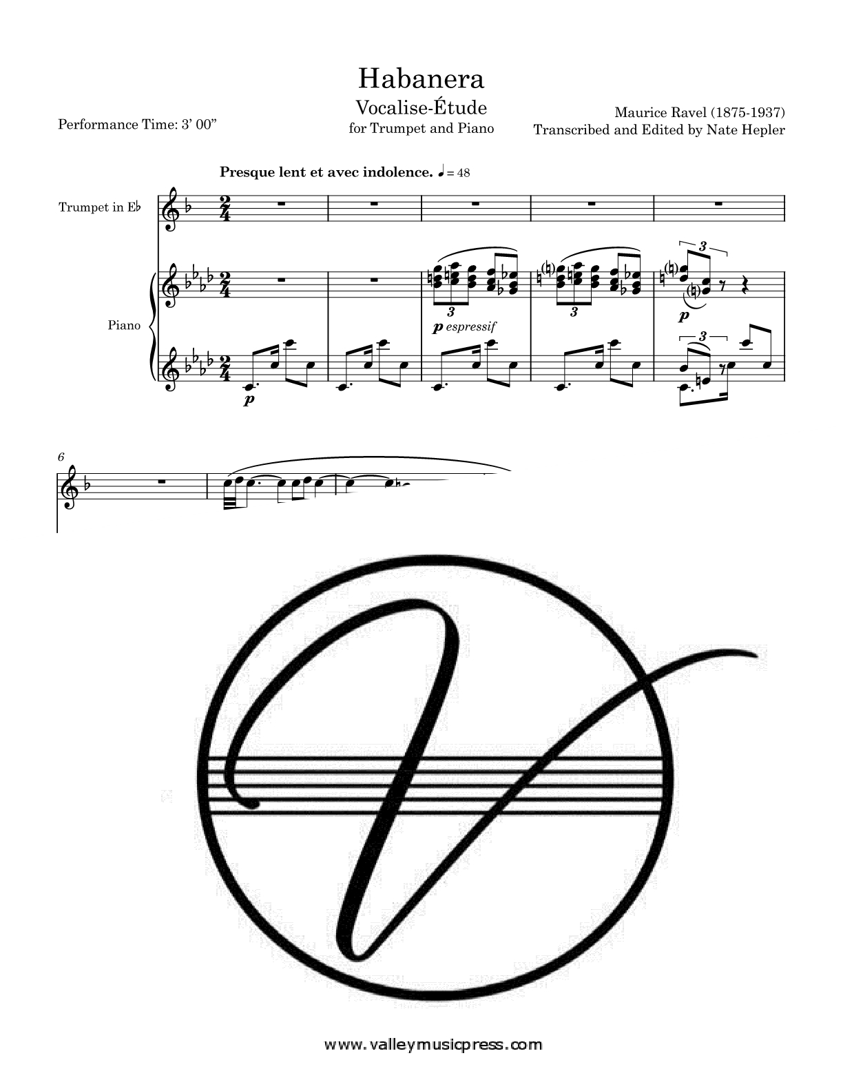 Ravel - Habanera (Trumpet & Piano) - Click Image to Close