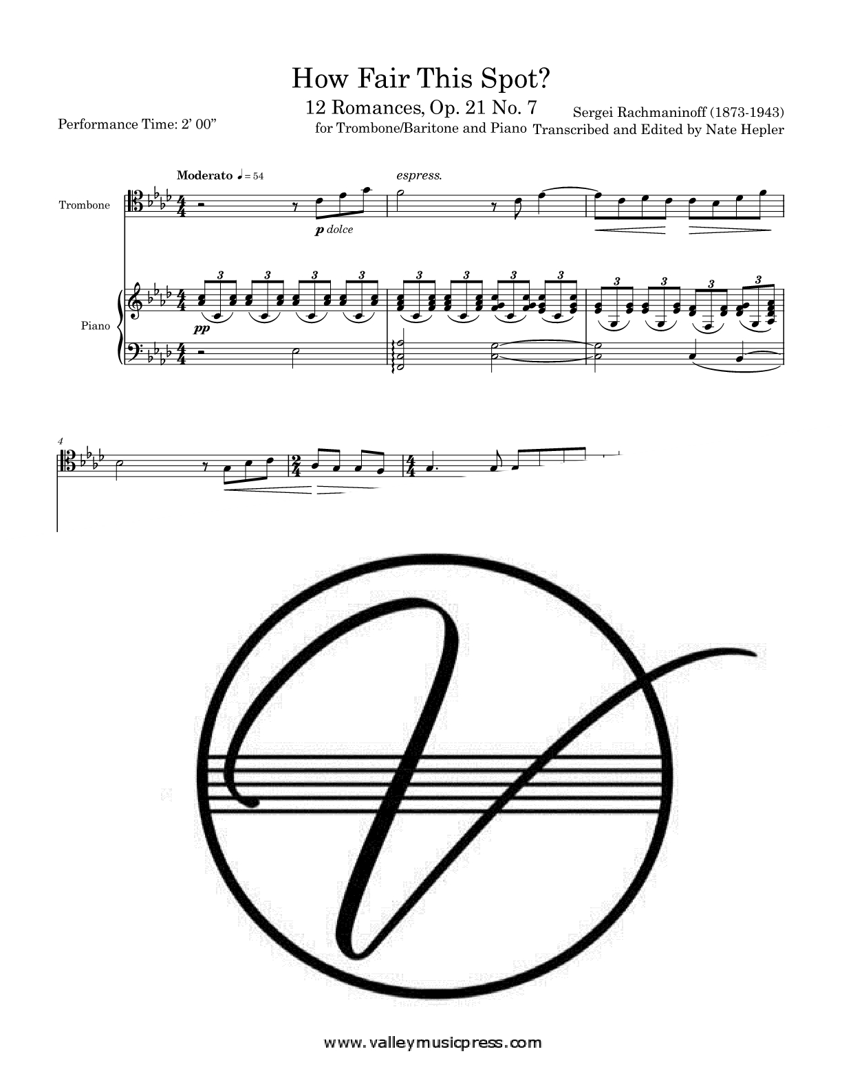 Rachmaninoff - How Fair This Spot Op. 21 No. 7 (Trb & Piano)