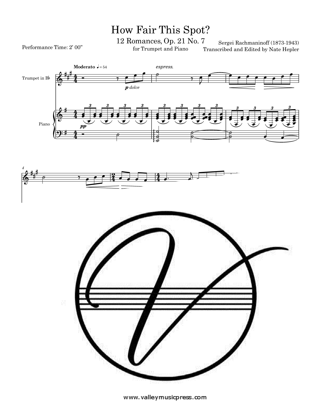 Rachmaninoff - How Fair This Spot Op. 21 No. 7 (Trumpet & Piano)