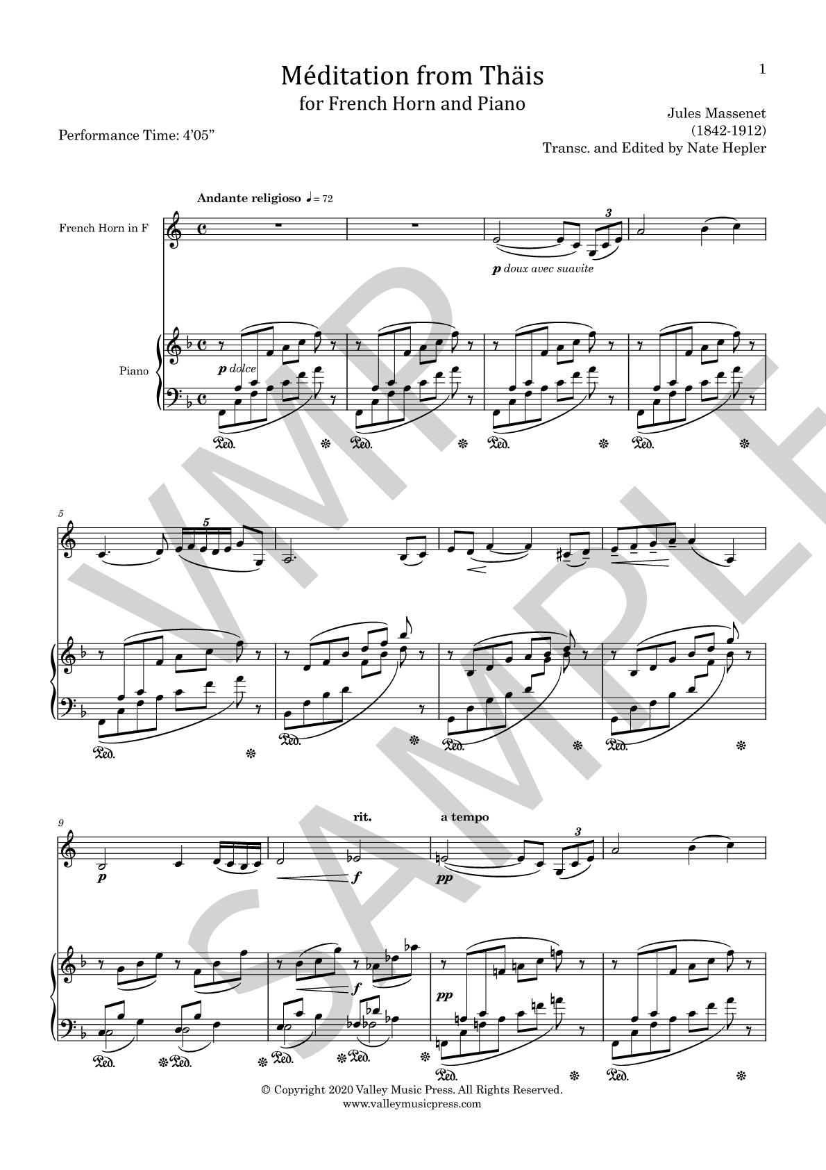 Massenet - Meditation from Thais (Hrn & Piano) - Click Image to Close