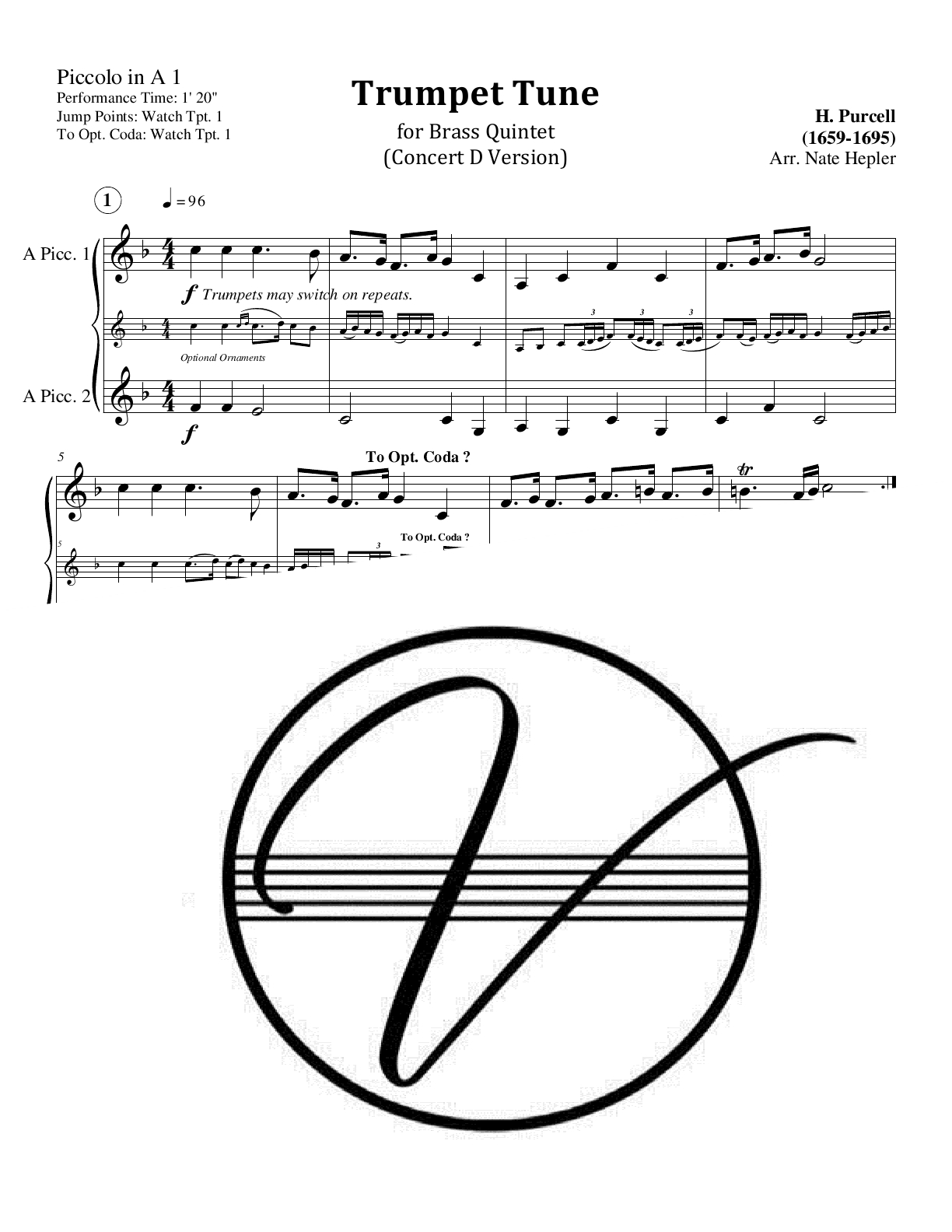 Purcell - Trumpet Tune (Brass Quintet) - Click Image to Close