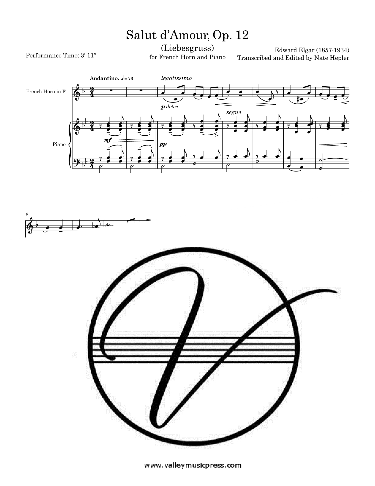 Elgar - Salut d'Amour Liebesgruss Op. 12 (Horn & Piano)