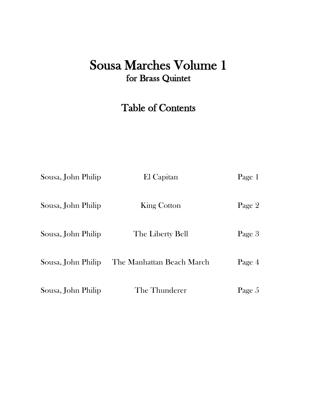 Sousa The Freelancer Collection Marches Volume 1 (Brass Quintet)