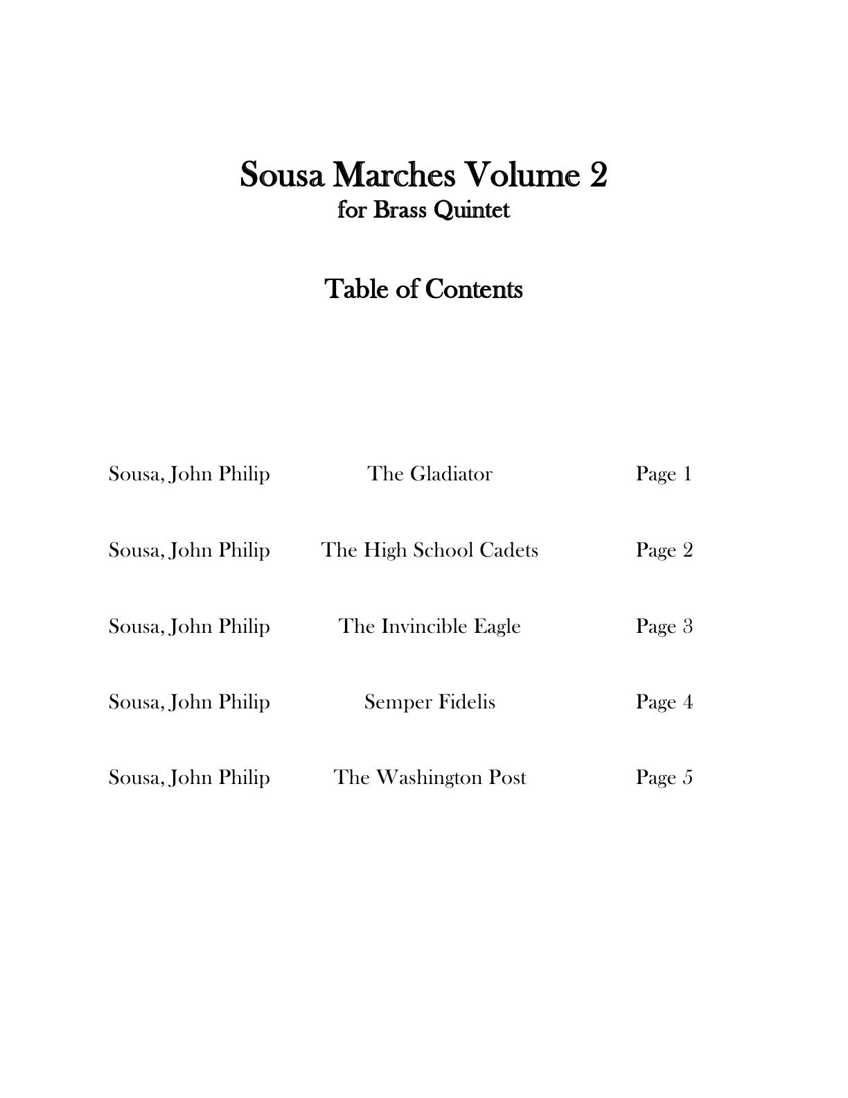 Sousa The Freelancer Collection Marches Volume 2 (Brass Quintet) - Click Image to Close