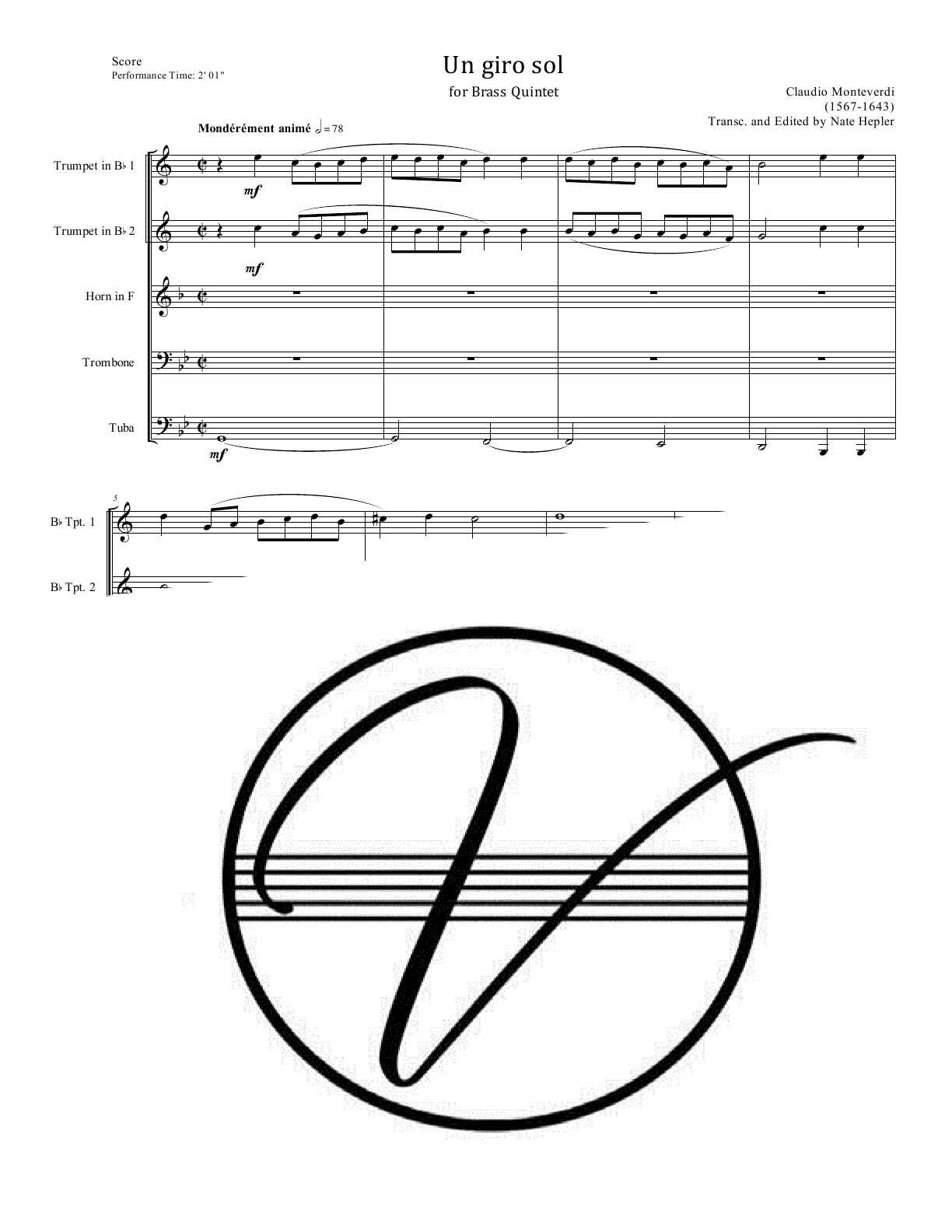 Monteverdi - Un giro sol (Brass Quintet) - Click Image to Close