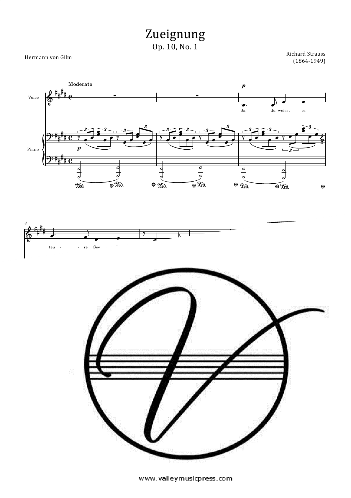 Strauss - Zueignung Dedication Op. 10 No. 1 (Voice) - Click Image to Close