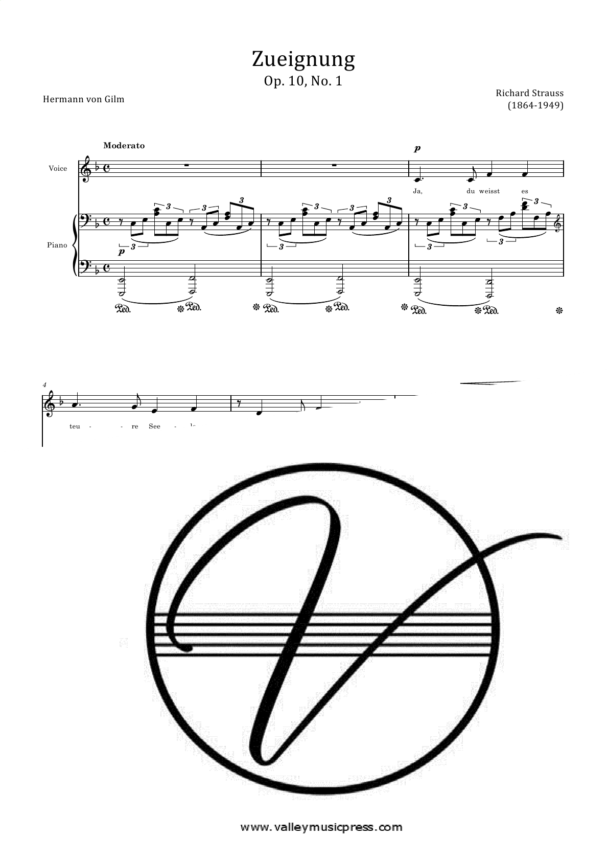 Strauss - Zueignung Dedication Op. 10 No. 1 (Voice) - Click Image to Close