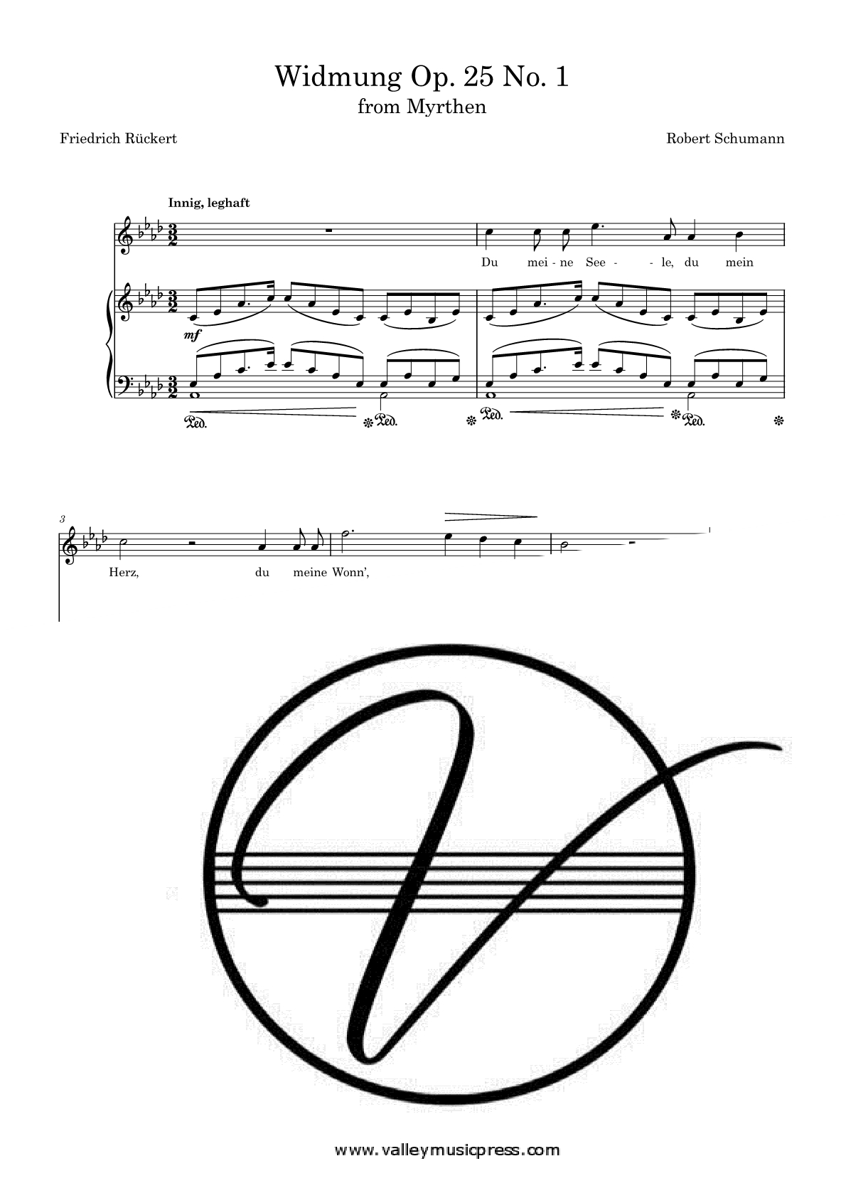 Schumann - Widmung Myrthren Op. 25 No. 1 (Voice)