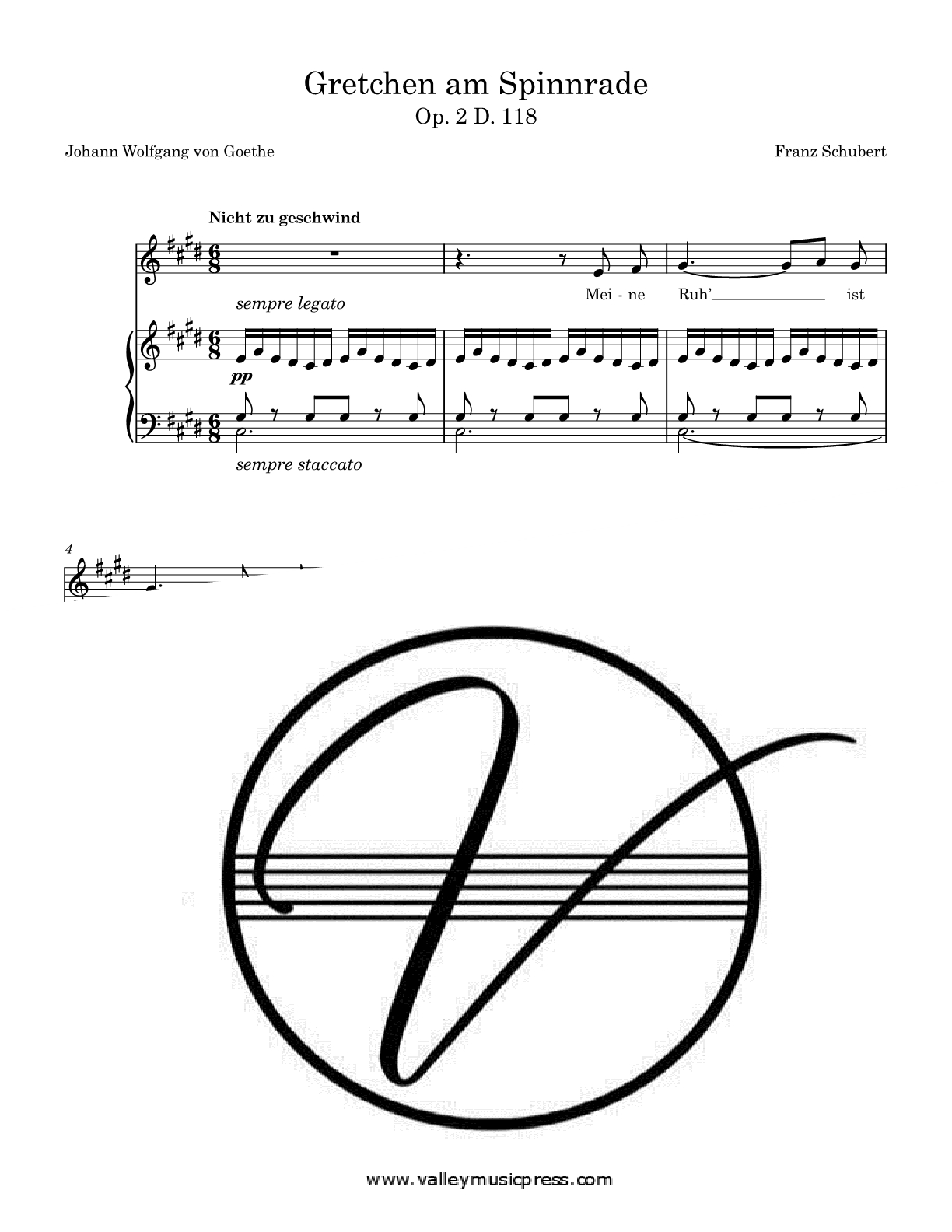 Schubert - Gretchen am Spinnrade Op. 2 D. 118 (Voice) - Click Image to Close
