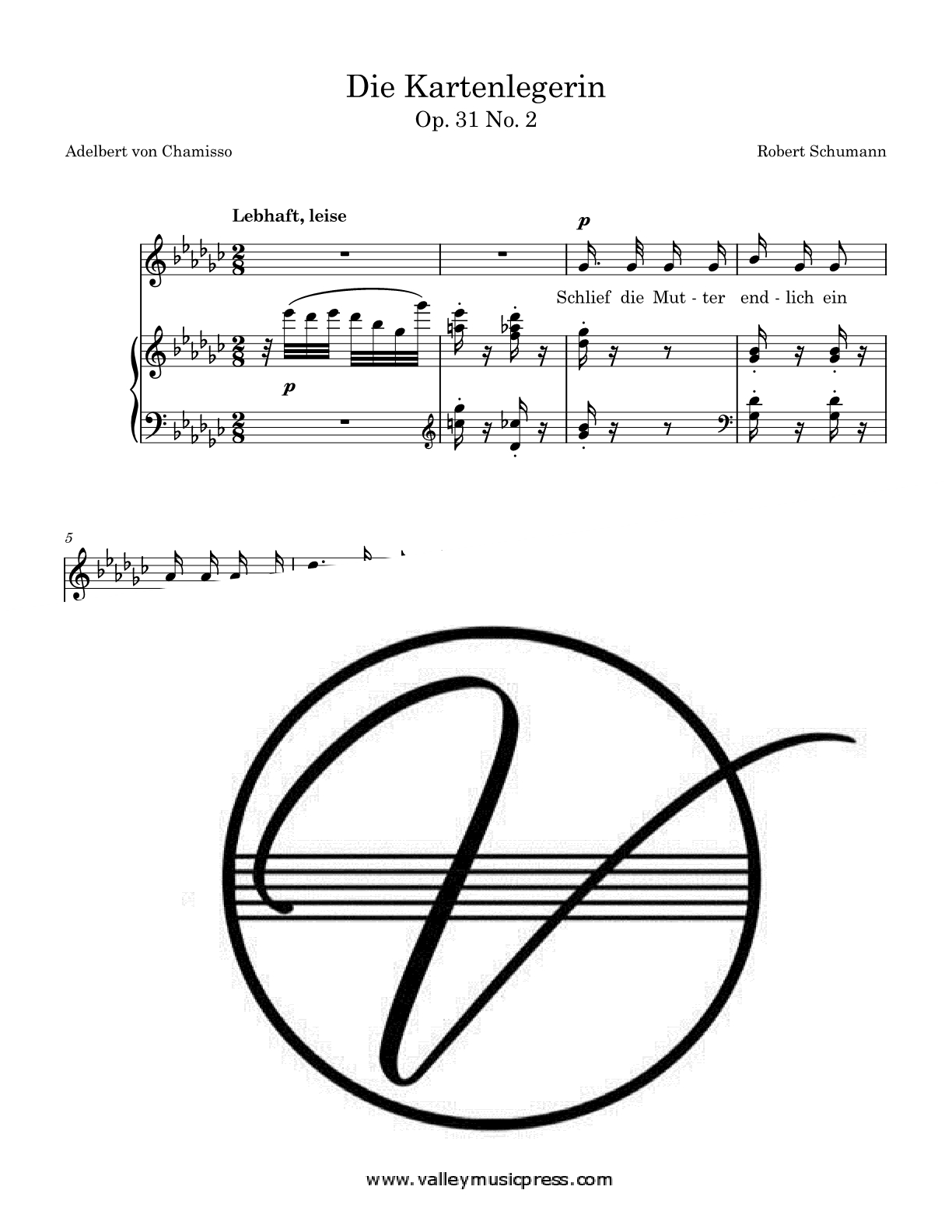 Schumann - Die Kartenlegerin Op. 31 No. 2 (Voice) - Click Image to Close