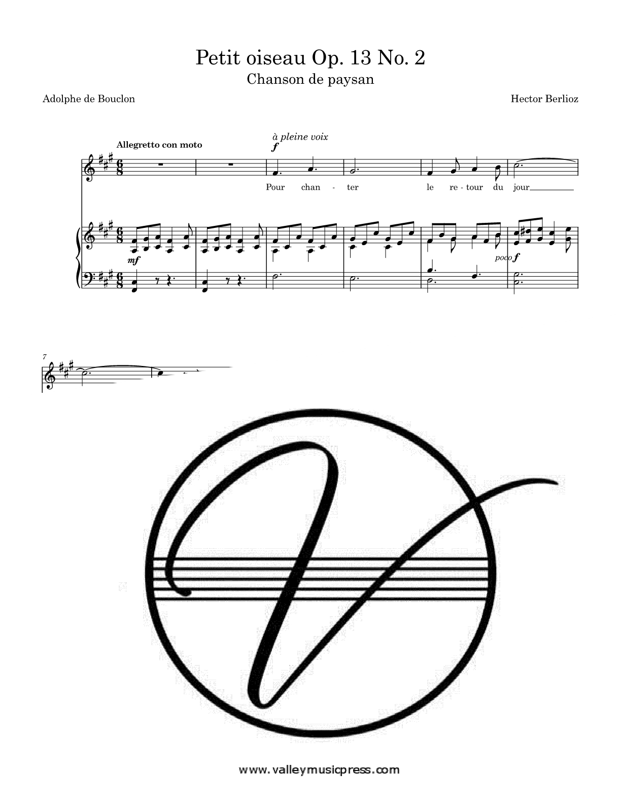 Berlioz - Petit oiseau Op. 13 No. 2 (Voice)